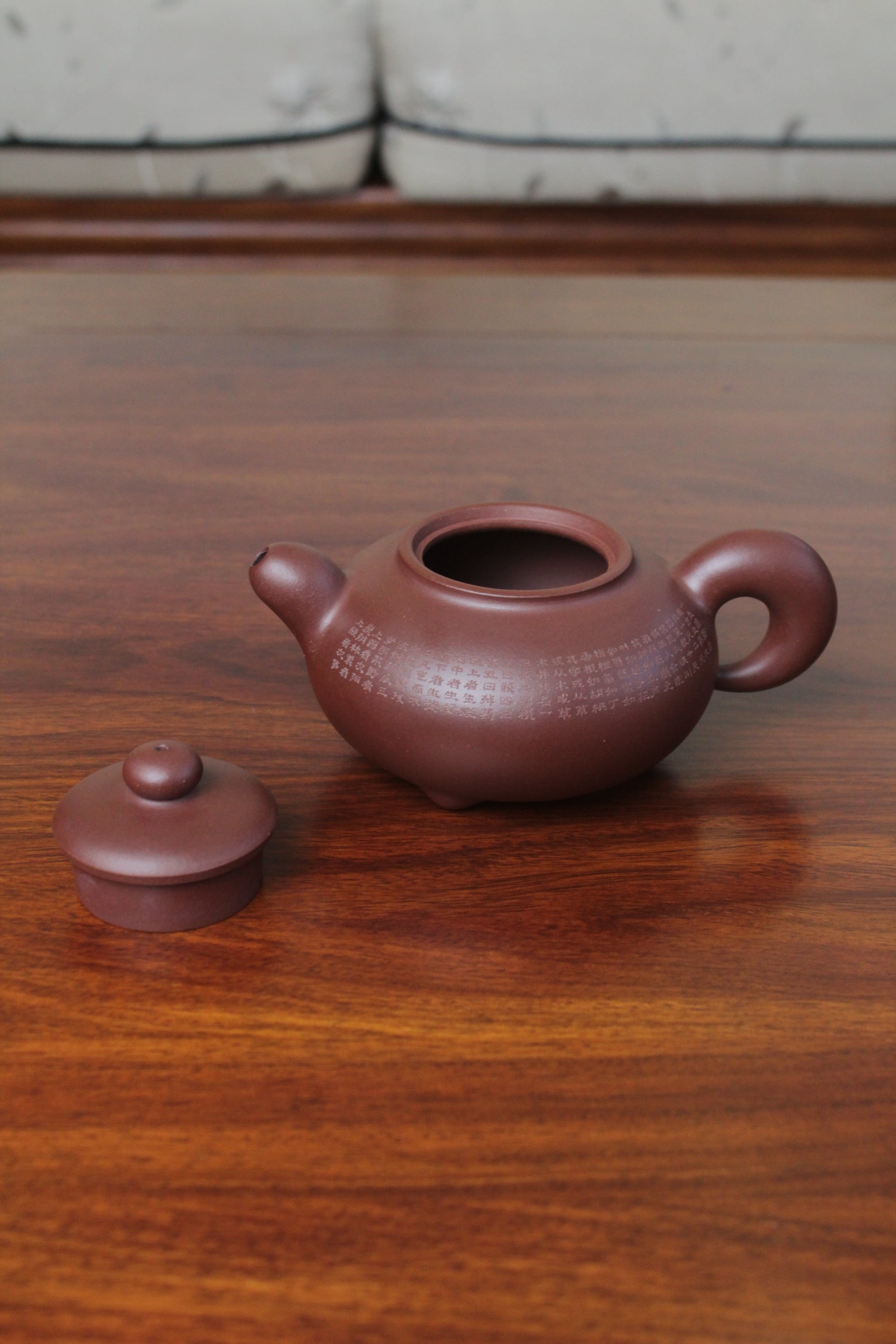 yixing teapot vintage collectible fully handmade front detail