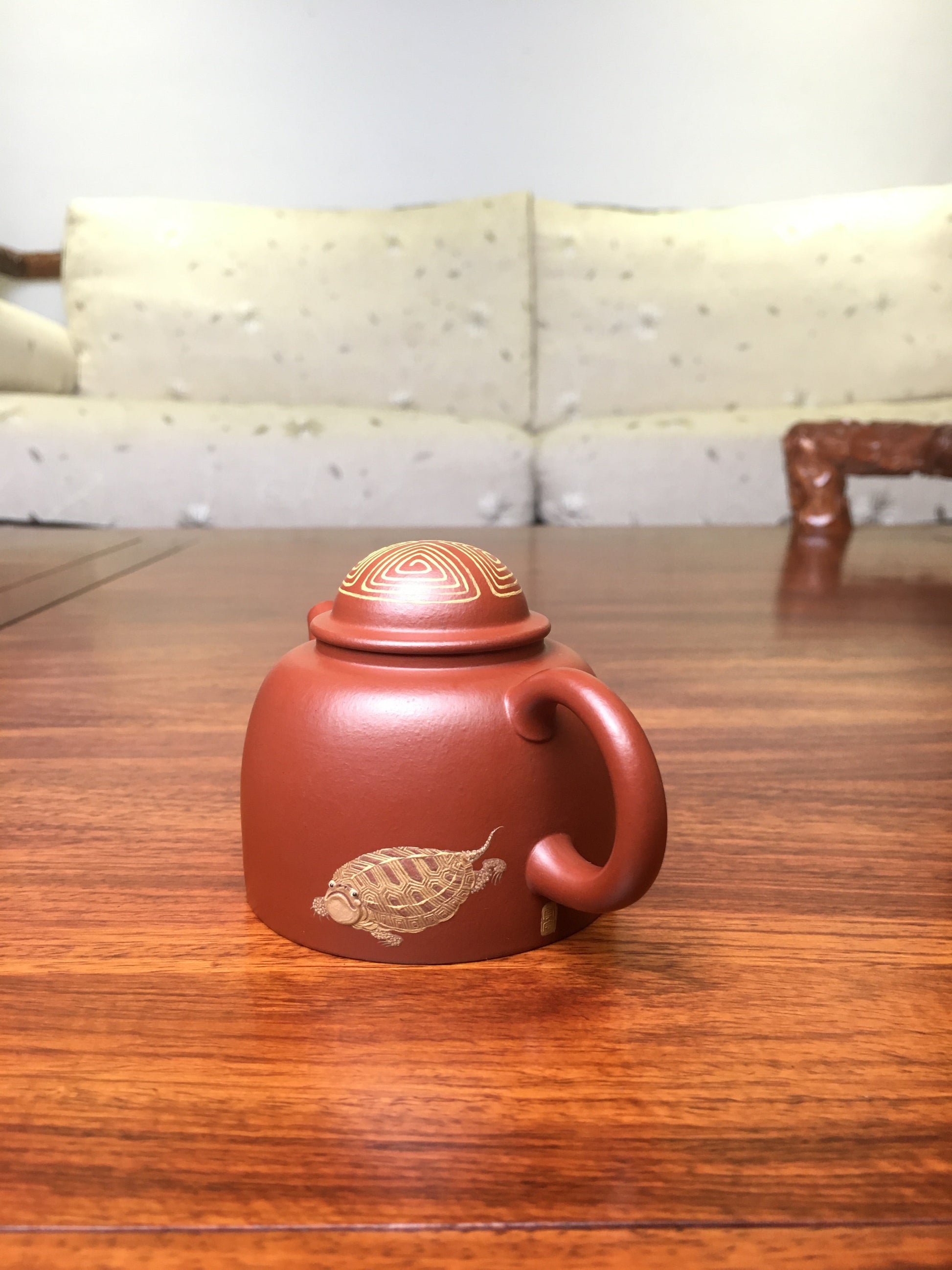 Artwork Yixing teapot Sea turtles 110ml fully handmade by Jing Hu - SiYuTao Teapot