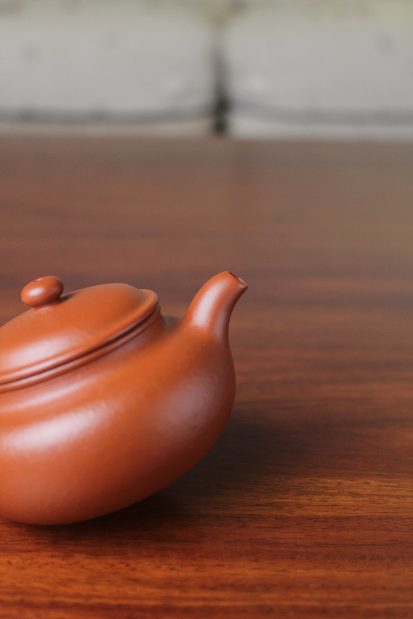spout of the chinese teapot fang gu on the table