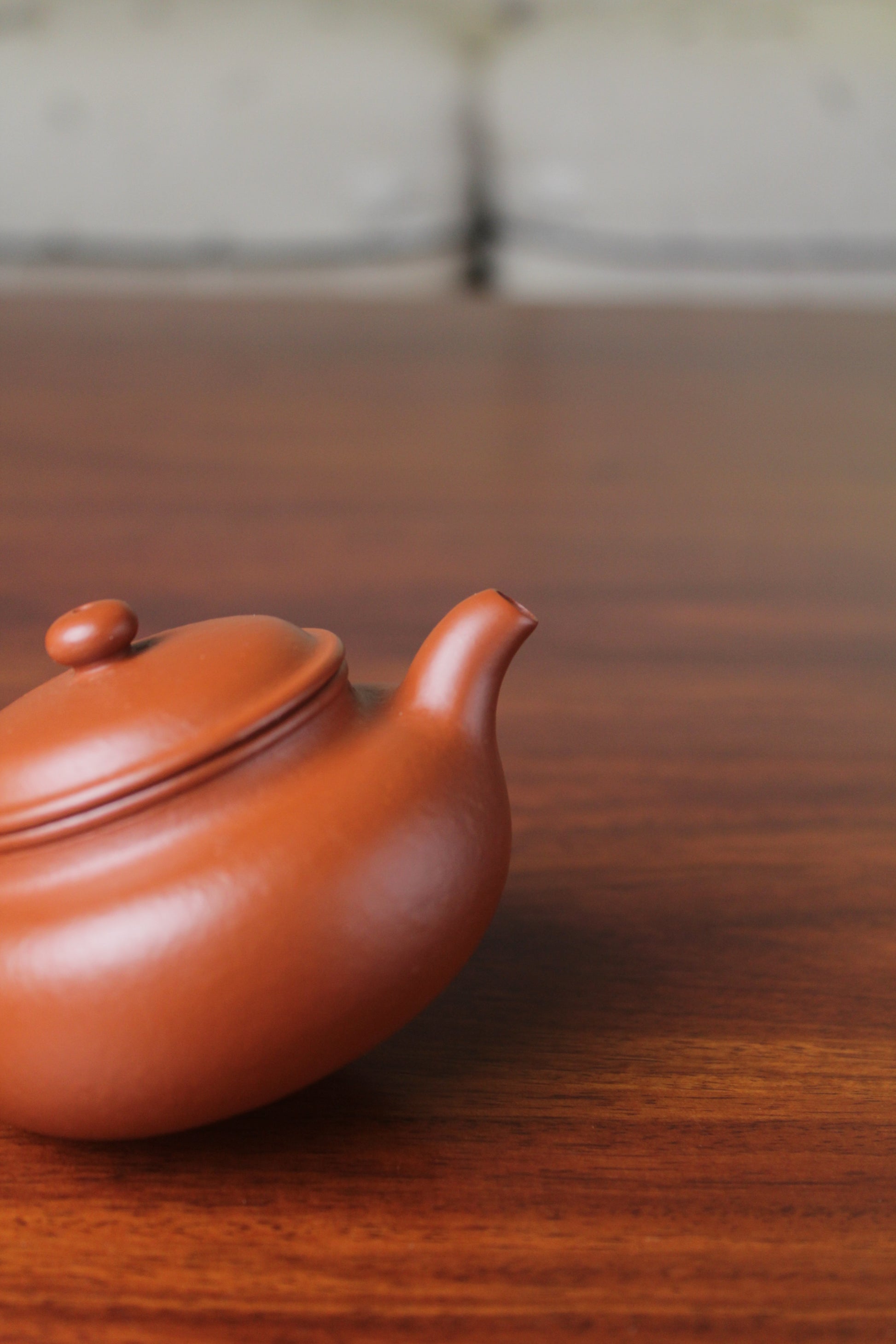 spout of the chinese teapot fang gu on the table