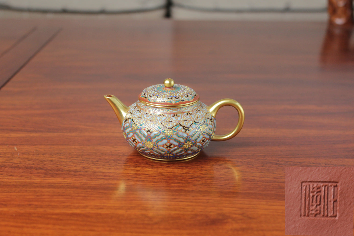 chinese teapot vintage made from purple clay front with mark