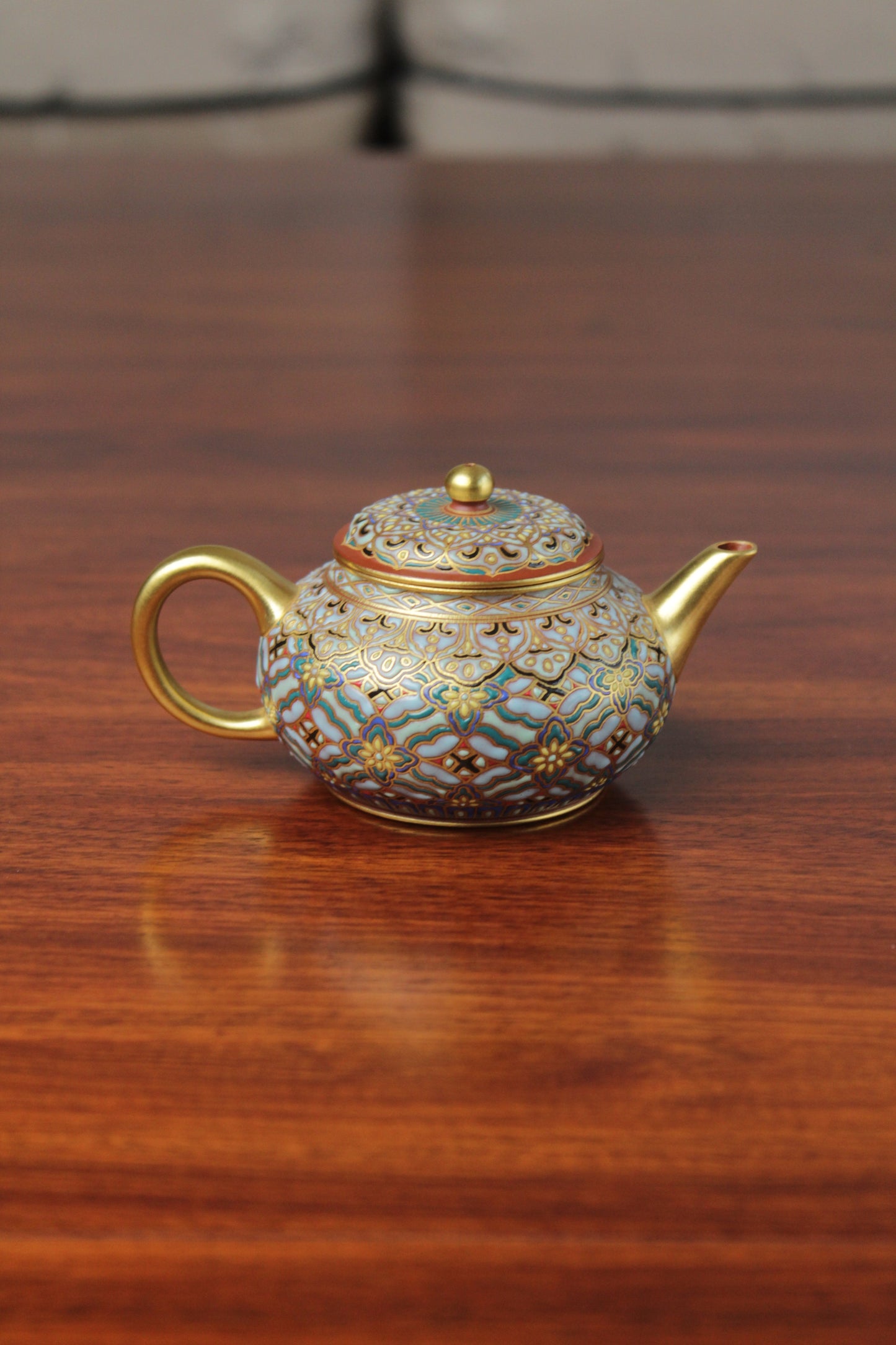 chinese teapot vintage made from purple clay back details