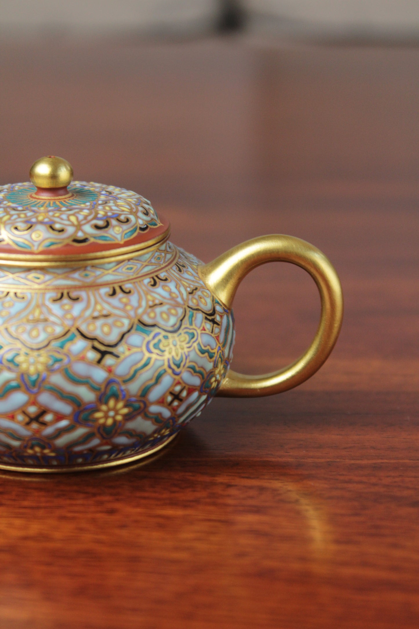 chinese teapot vintage made from purple clay handle
