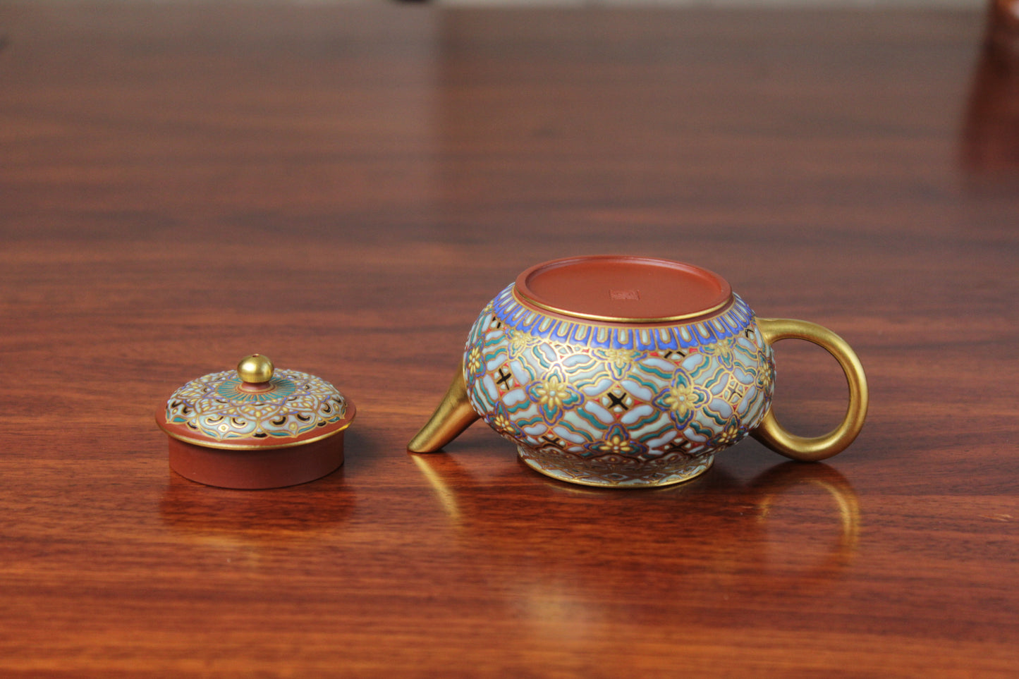 chinese teapot vintage made from purple clay back