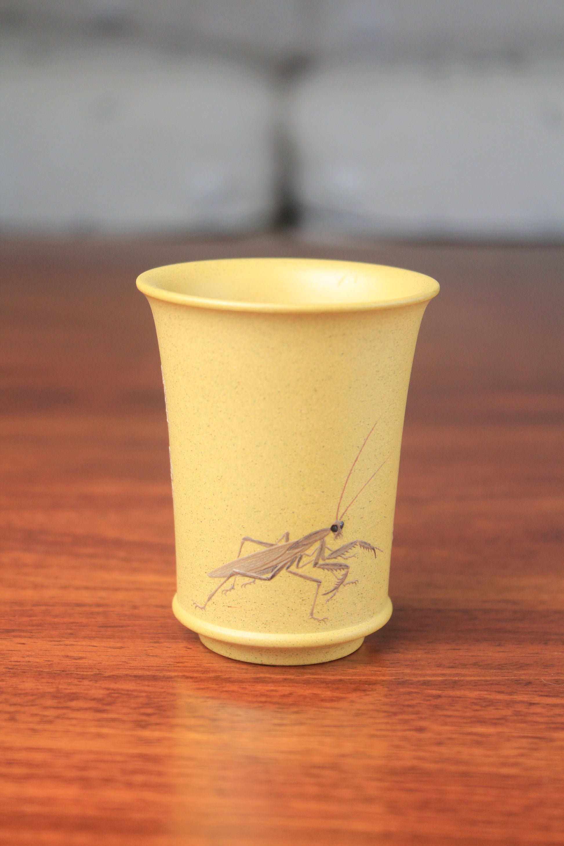 Clay teacup on the table