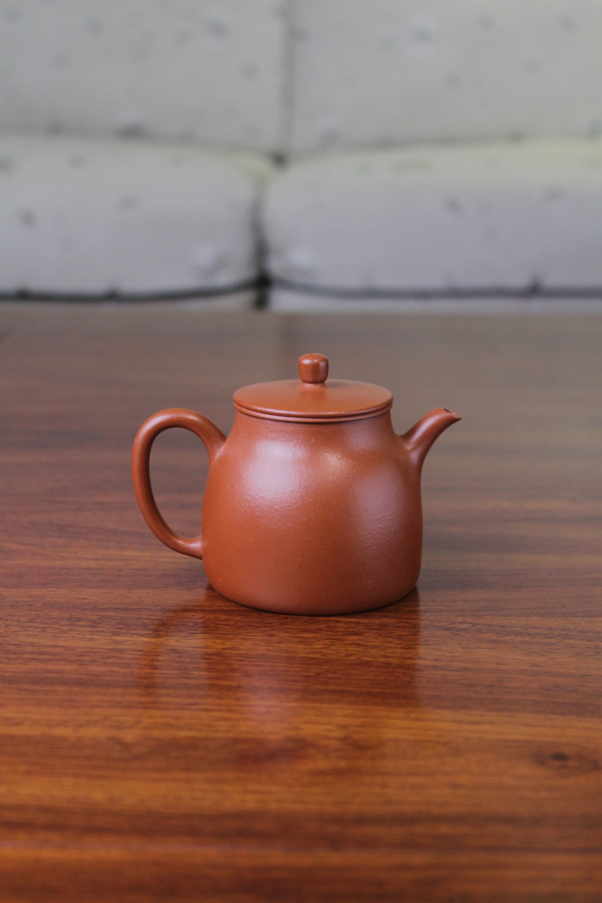 Back view of the Collectible teapot handmade with purple clay lao zhu ni