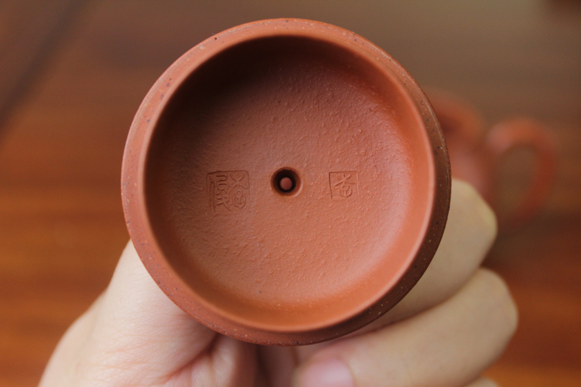 Lid mark of Collectible teapot handmade with purple clay lao zhu ni