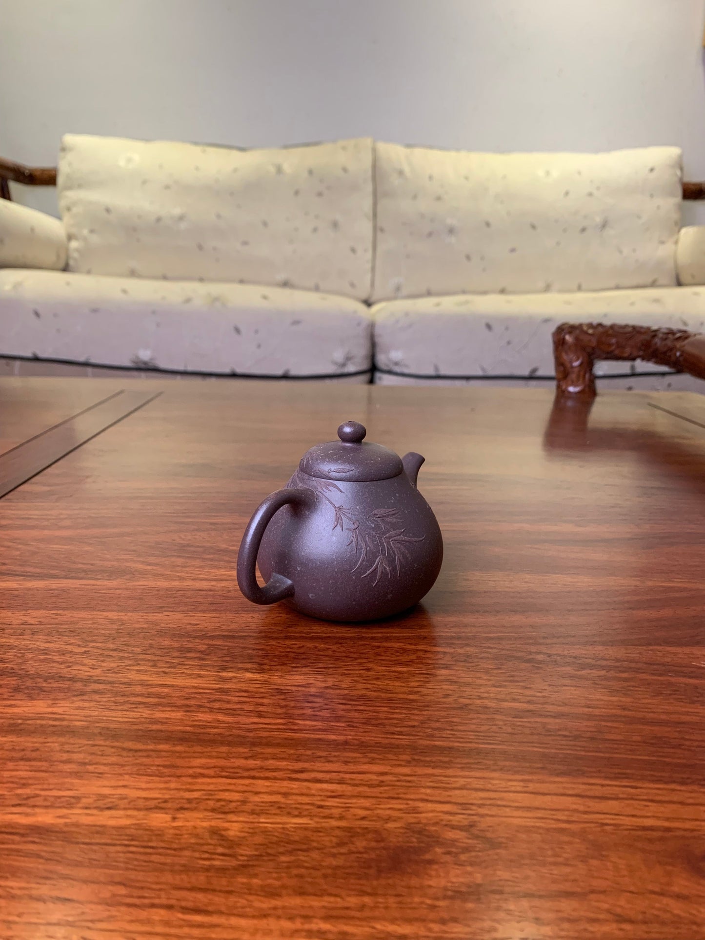 Handmade pottery teapot Snow Bamboo 148ml - SiYuTao Teapot