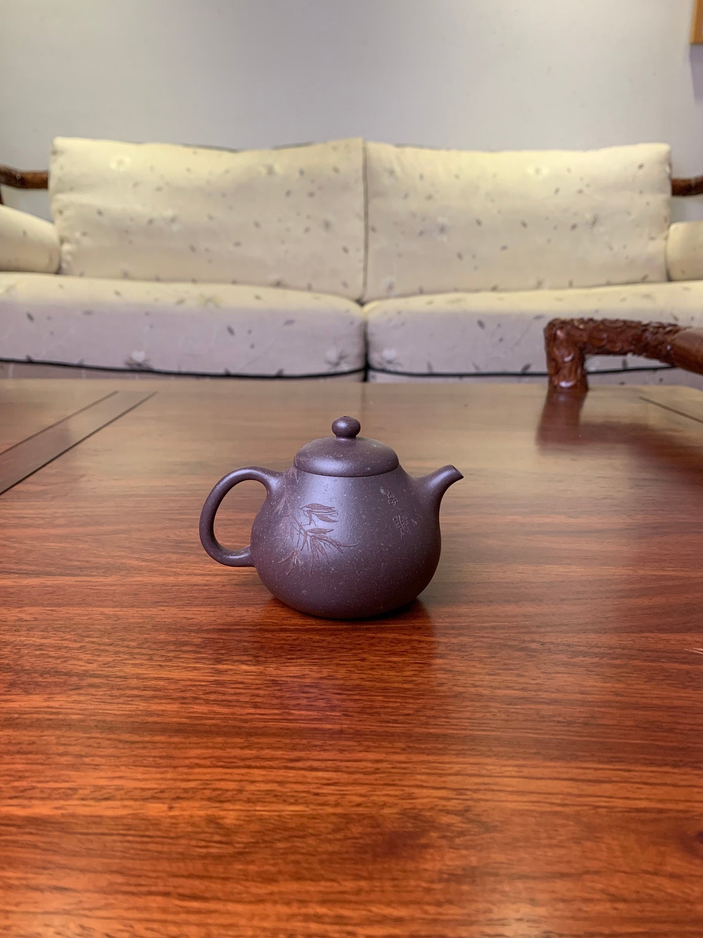 Handmade pottery teapot Snow Bamboo 148ml - SiYuTao Teapot