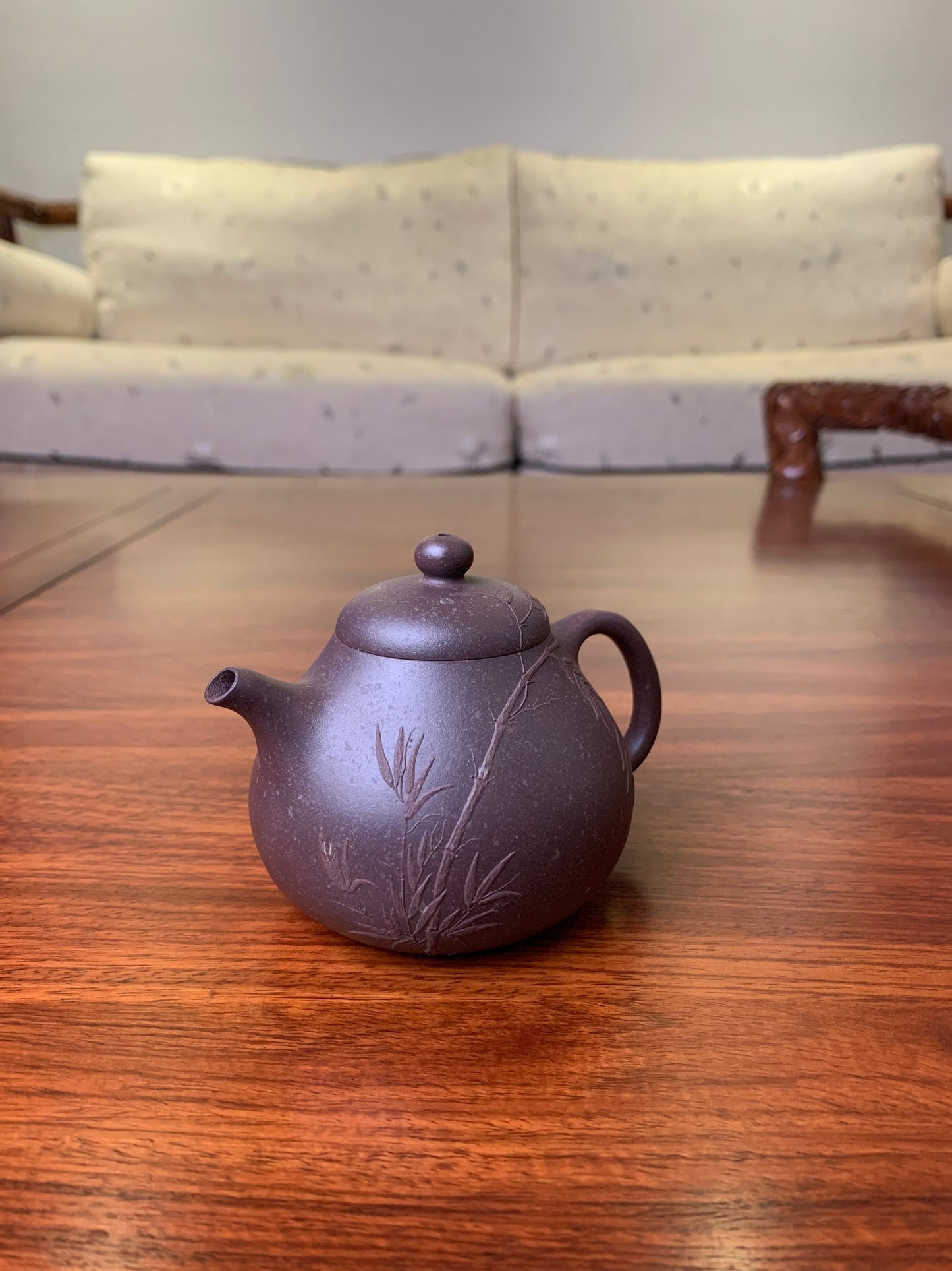 Handmade pottery teapot Snow Bamboo 148ml - SiYuTao Teapot