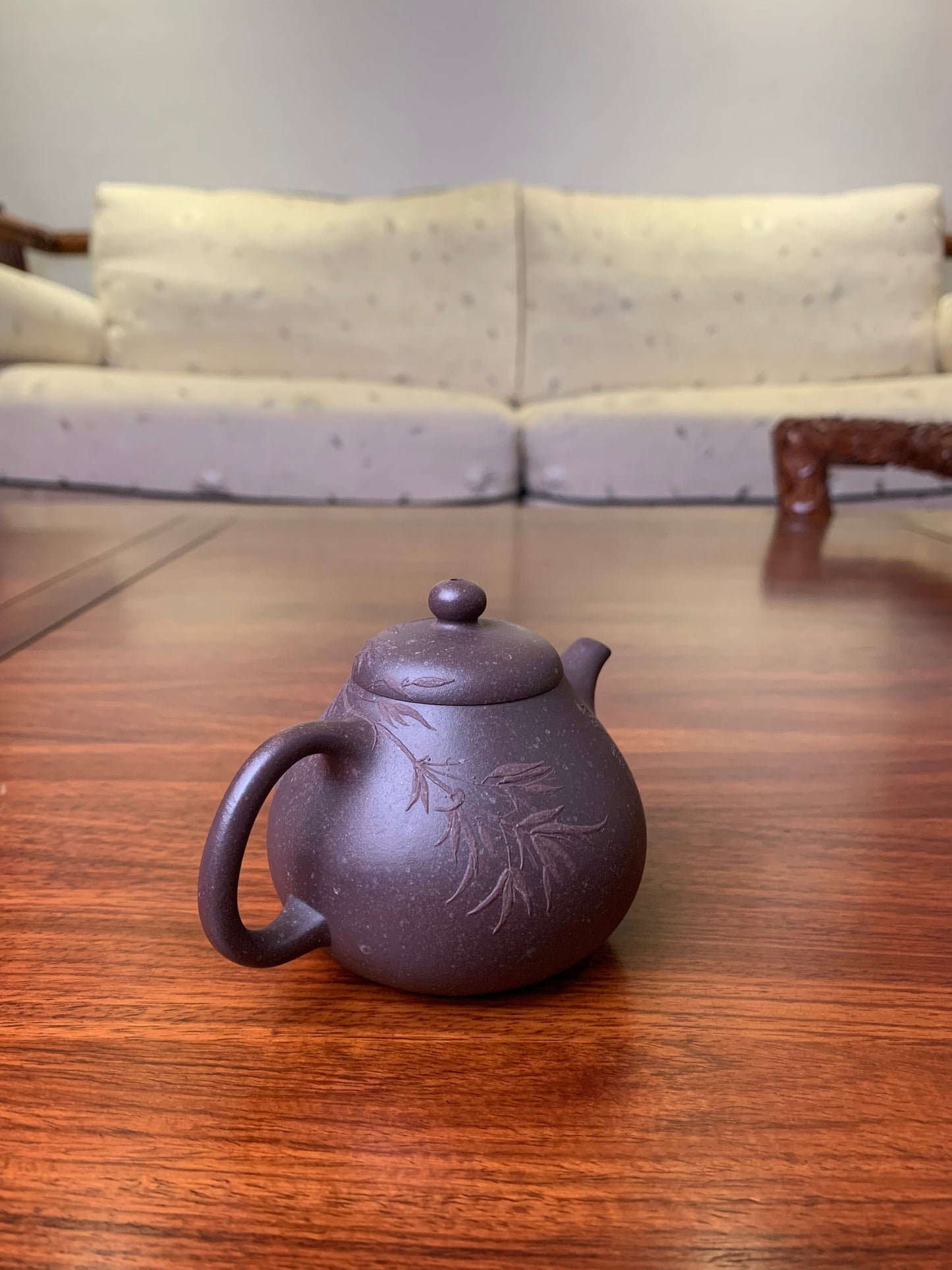 Handmade pottery teapot Snow Bamboo 148ml - SiYuTao Teapot