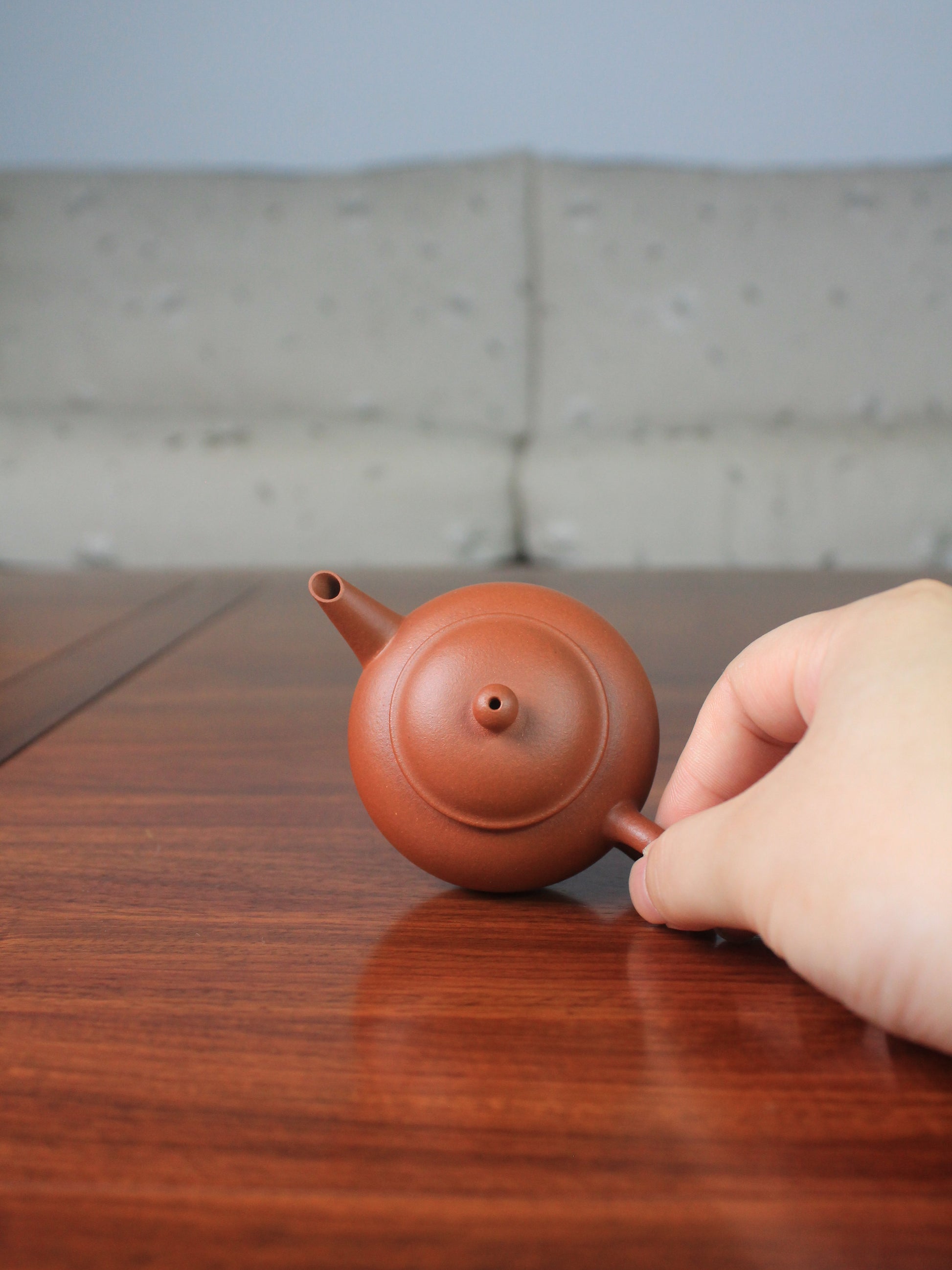 Top view of shui ping teapot, designed for loose leaf tea