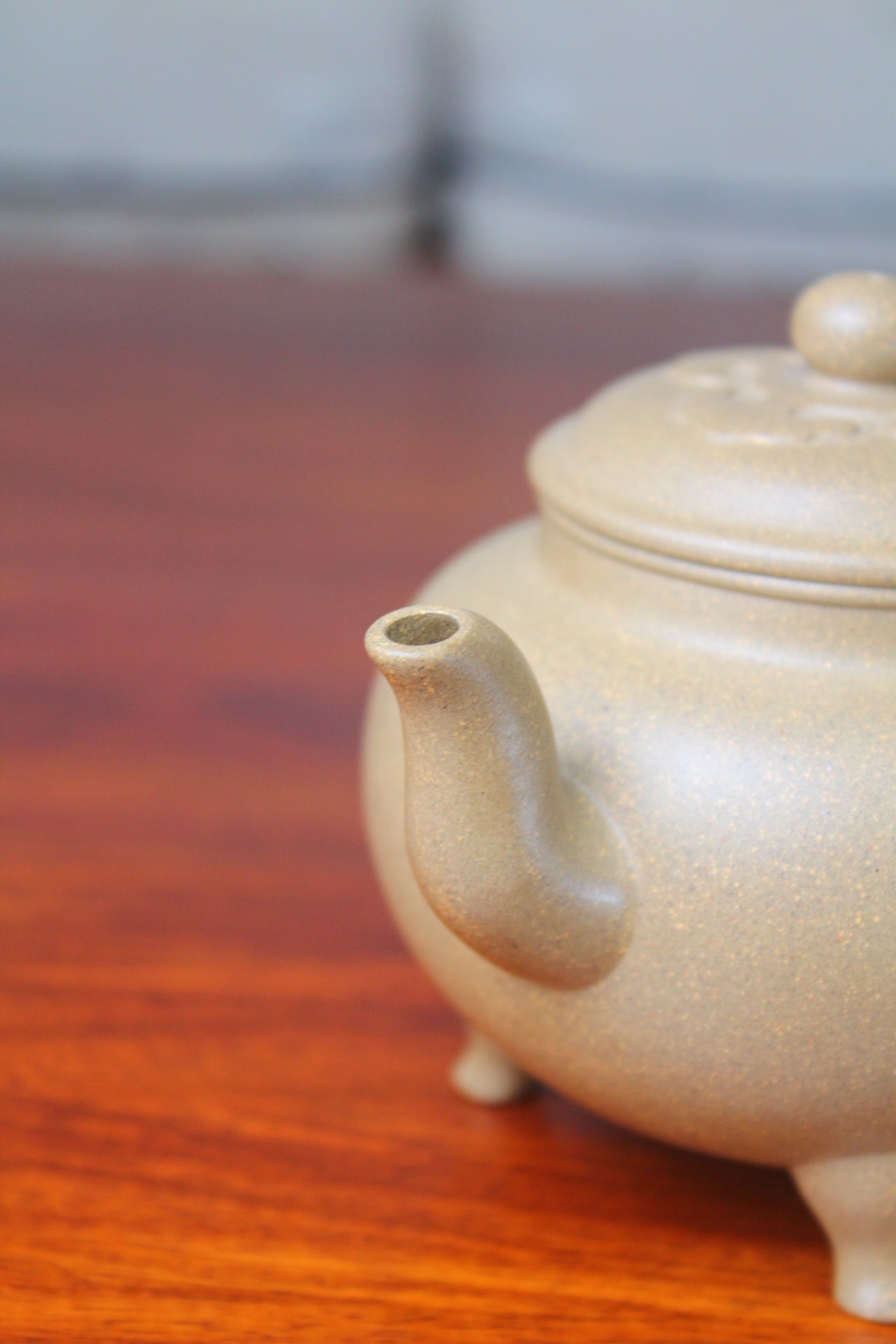 Purple clay teapot mouth detail