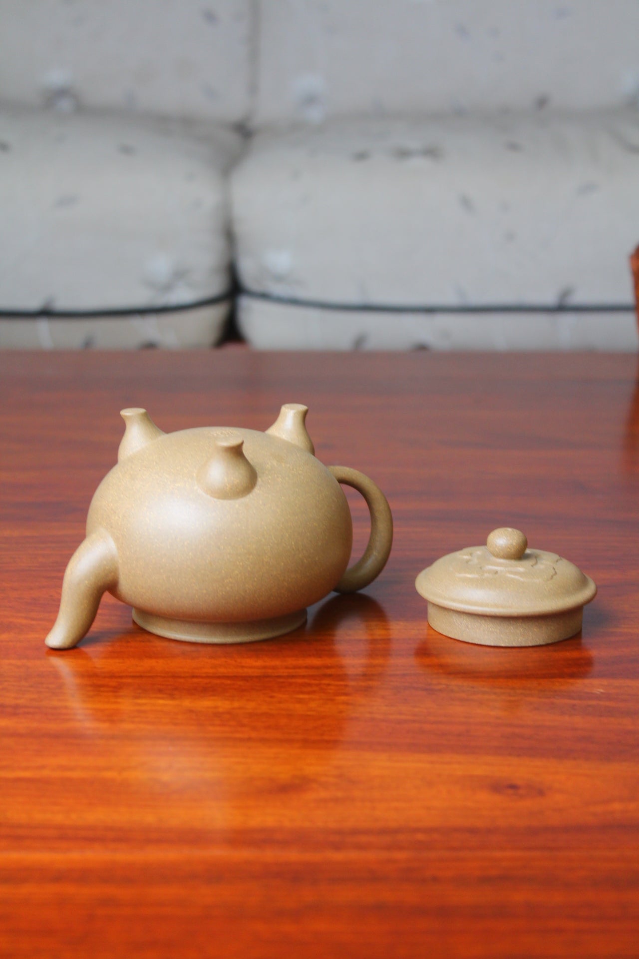 Purple clay teapot bottom