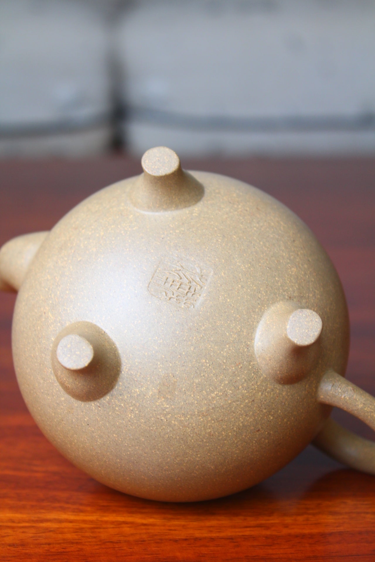 Purple clay teapot mark detail