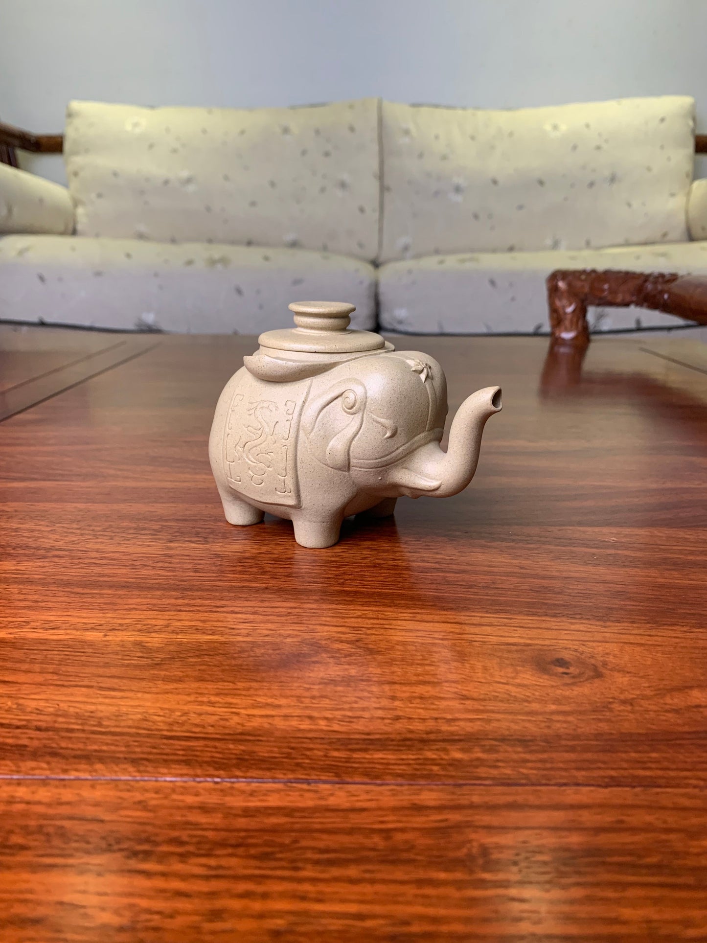 cute elephant clay teapot back
