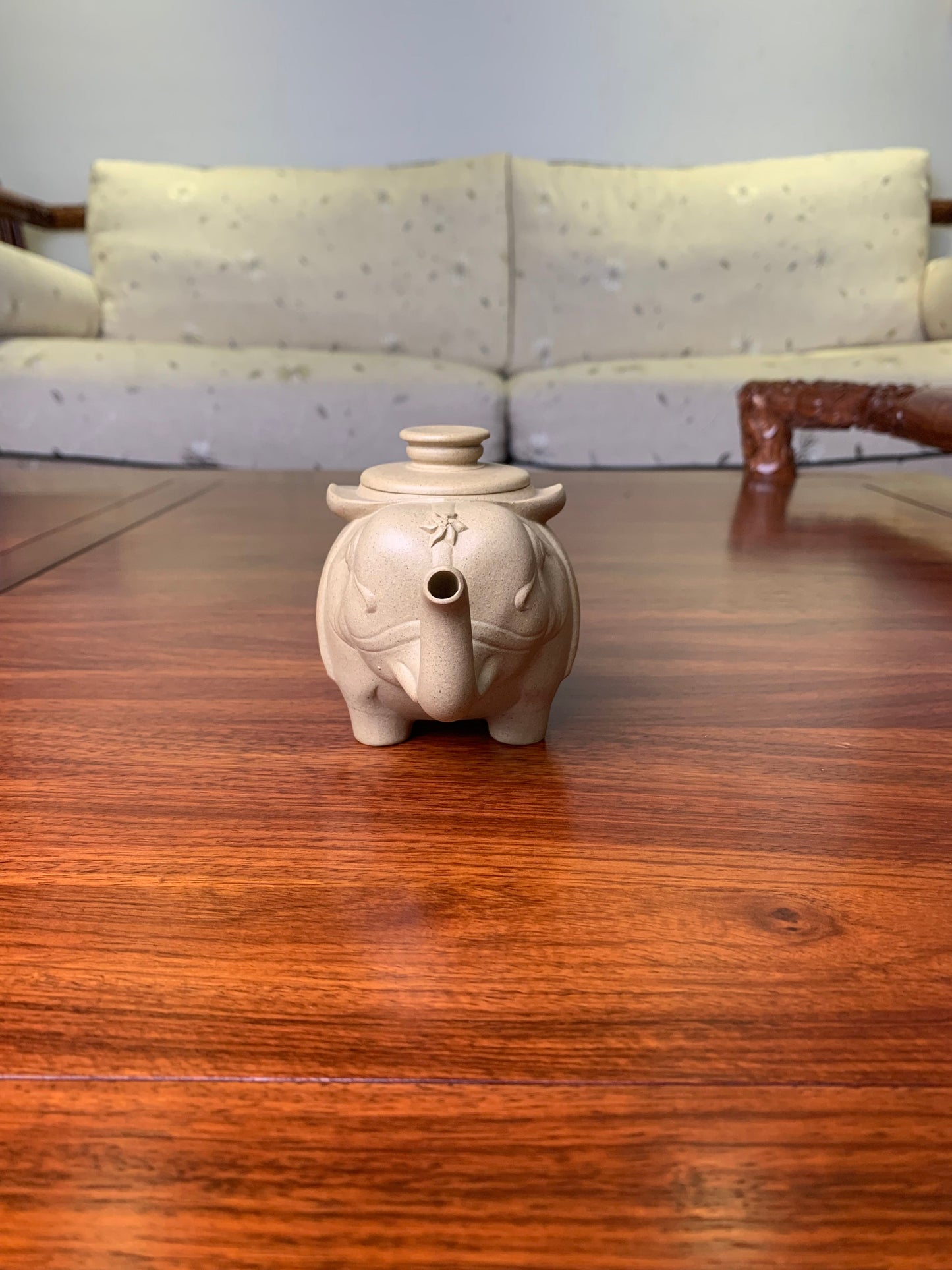 cute elephant clay teapot Front