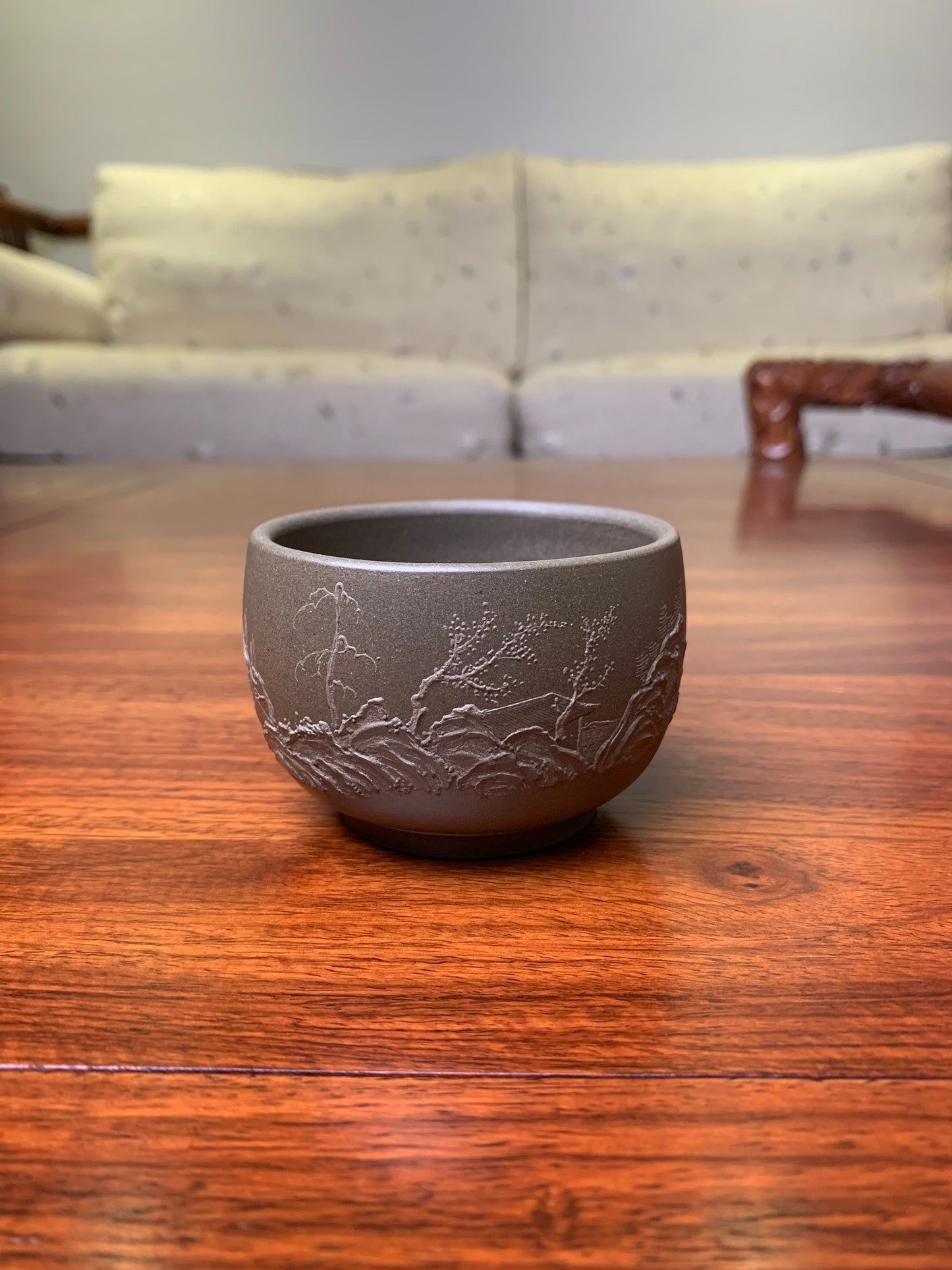 Yixing Teacup named shan shui detail