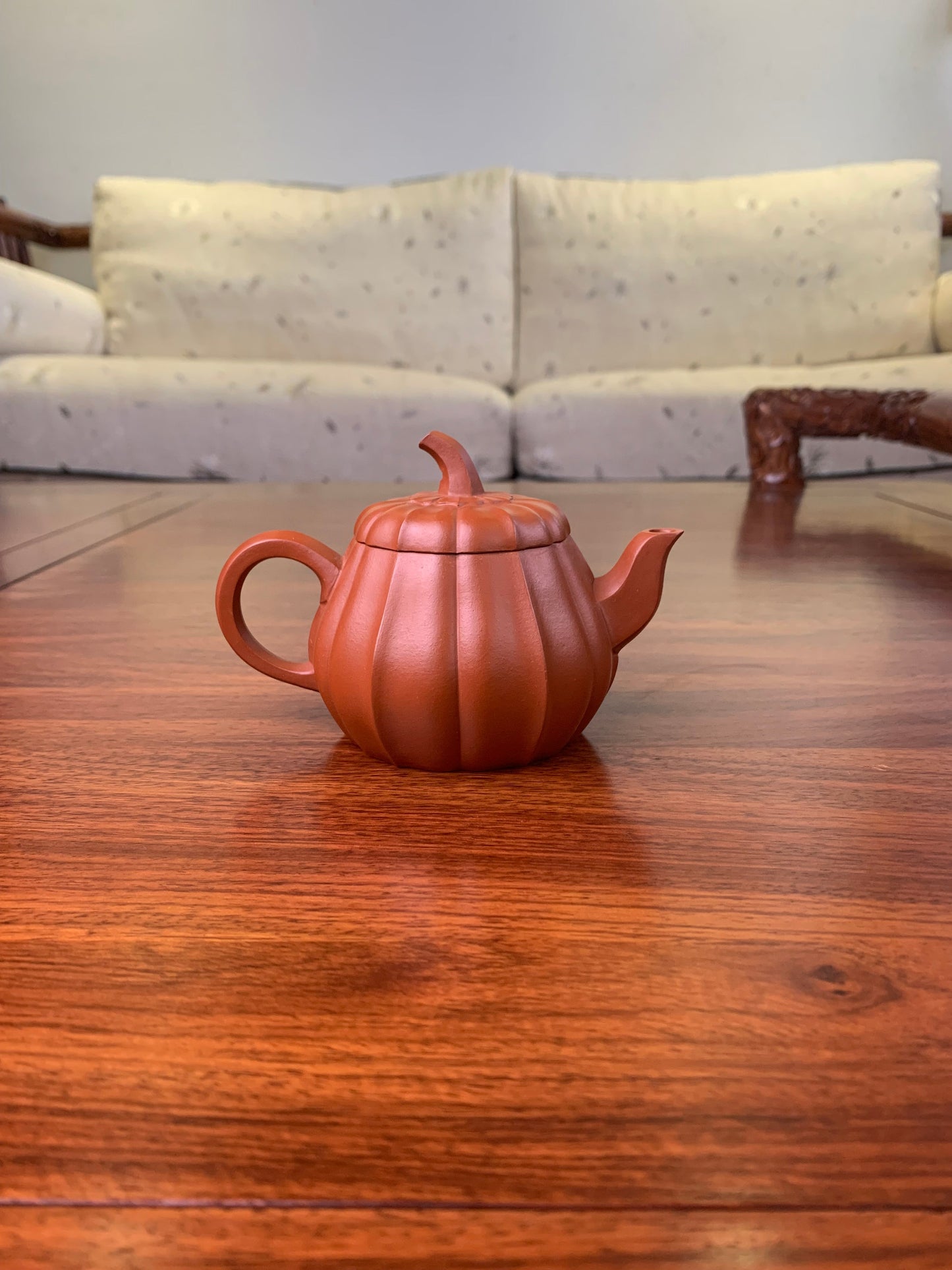 pumpkin teapot collectible vintage teapot back