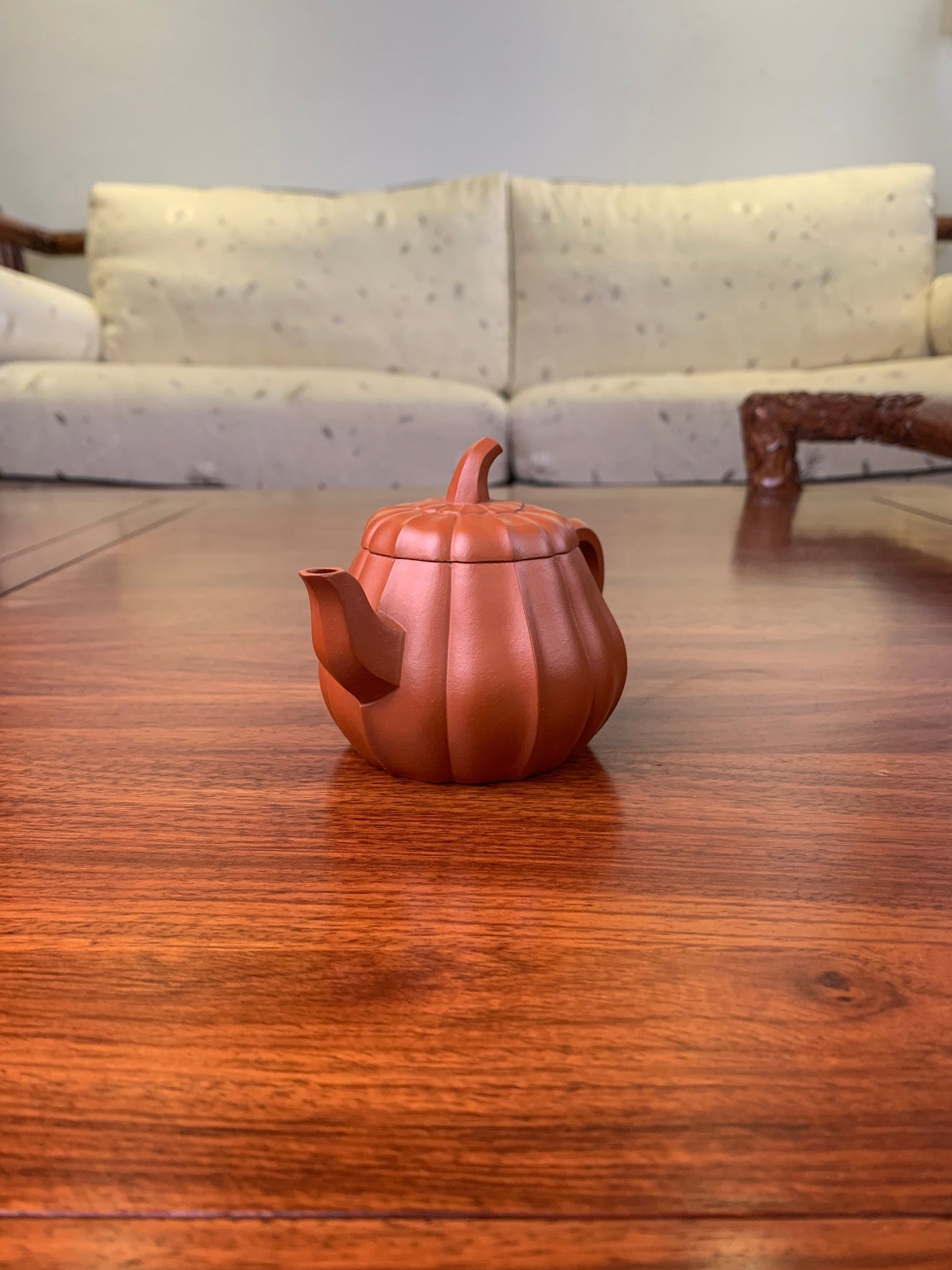 pumpkin teapot collectible vintage teapot left