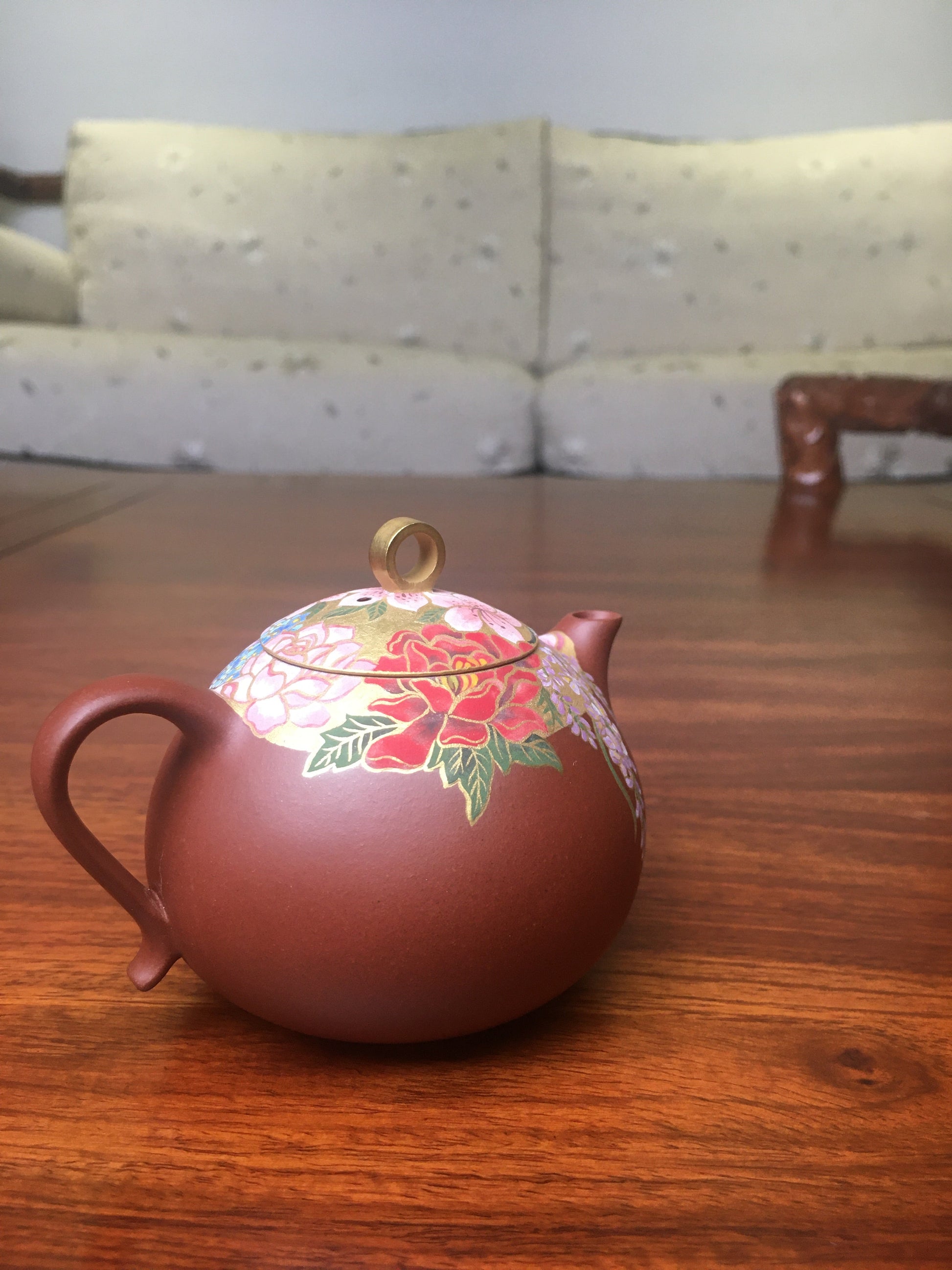 Yixing teapot flower 150ml fully handpainted - SiYuTao Teapot