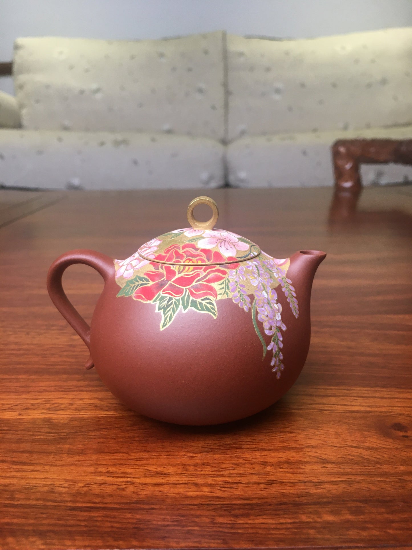 Yixing teapot flower 150ml fully handpainted - SiYuTao Teapot