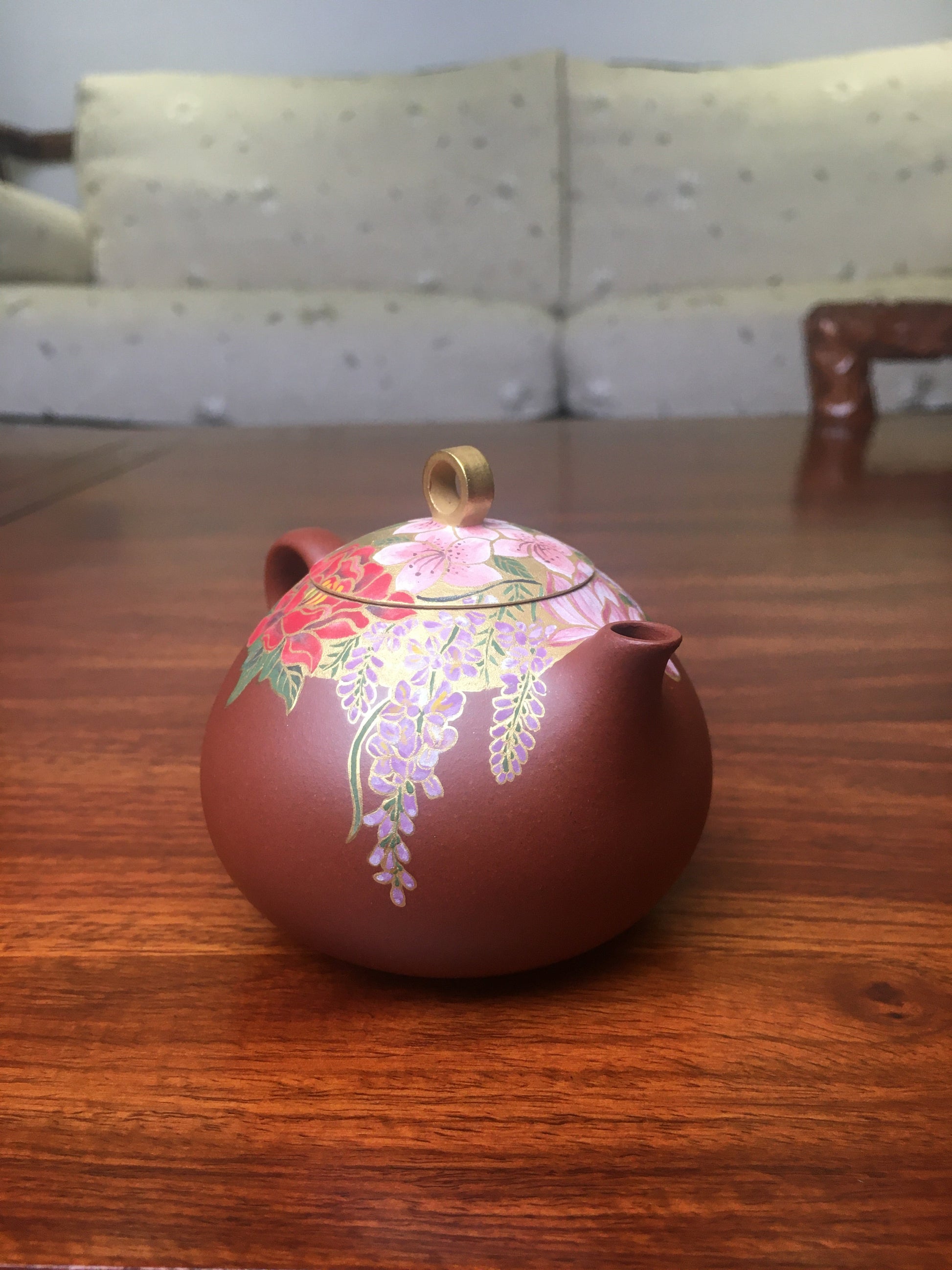 Yixing teapot flower 150ml fully handpainted - SiYuTao Teapot