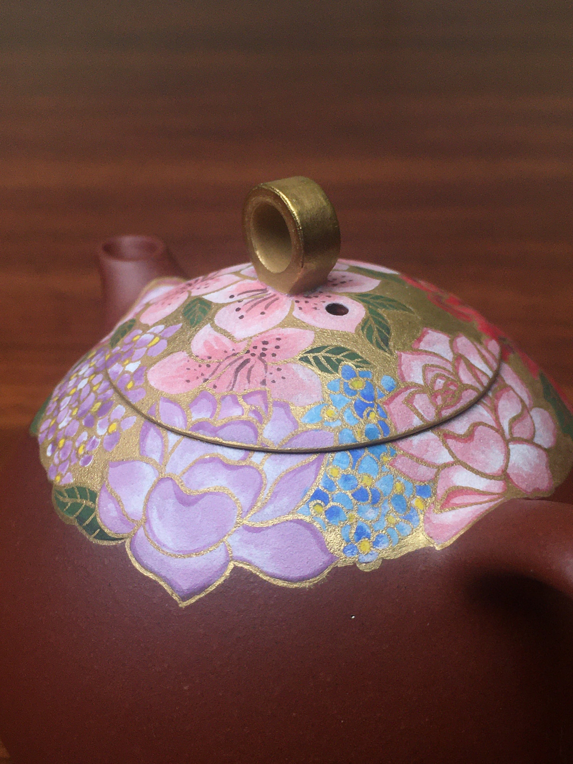 Yixing teapot flower 150ml fully handpainted - SiYuTao Teapot
