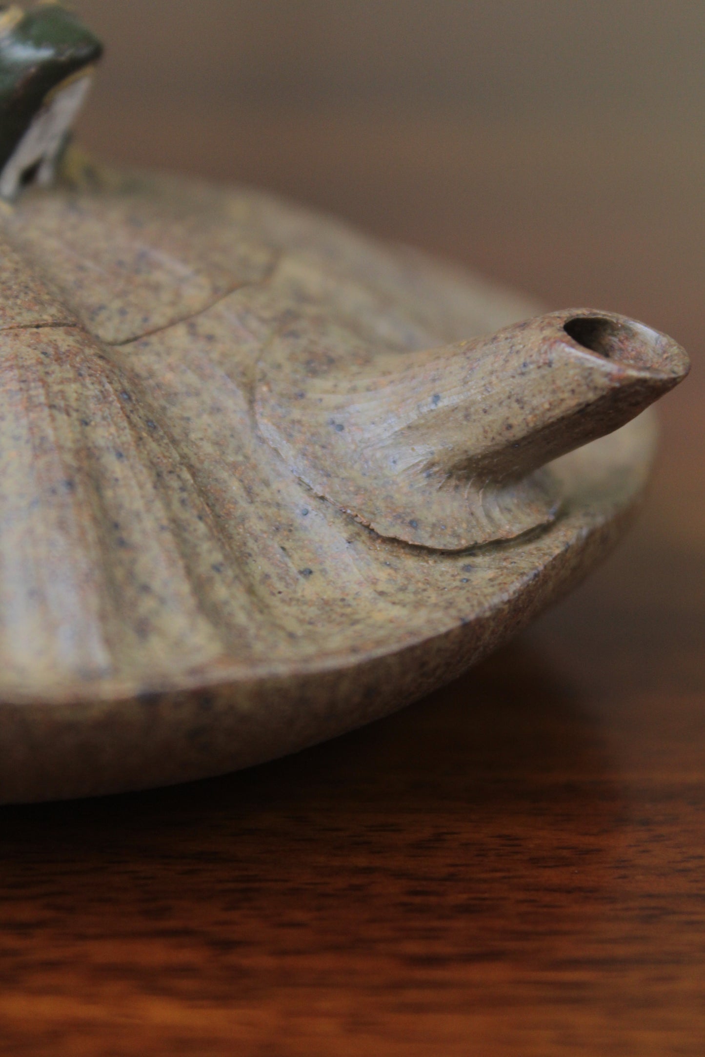 spout of the yixing clay teapot on the table