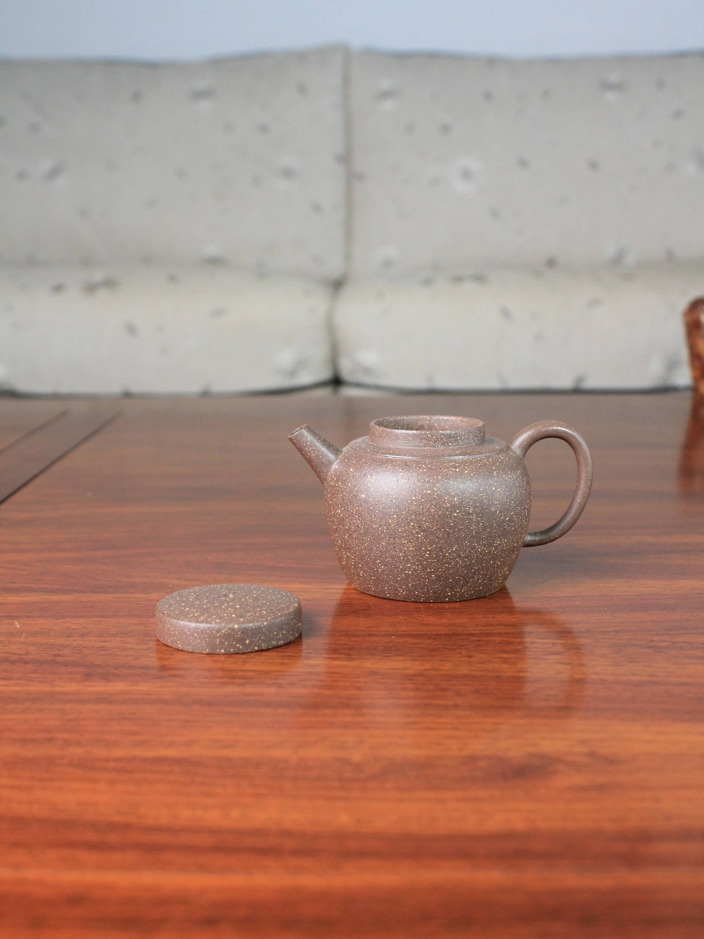 Detail of yixing teapot handmade with yixing clay duan ni