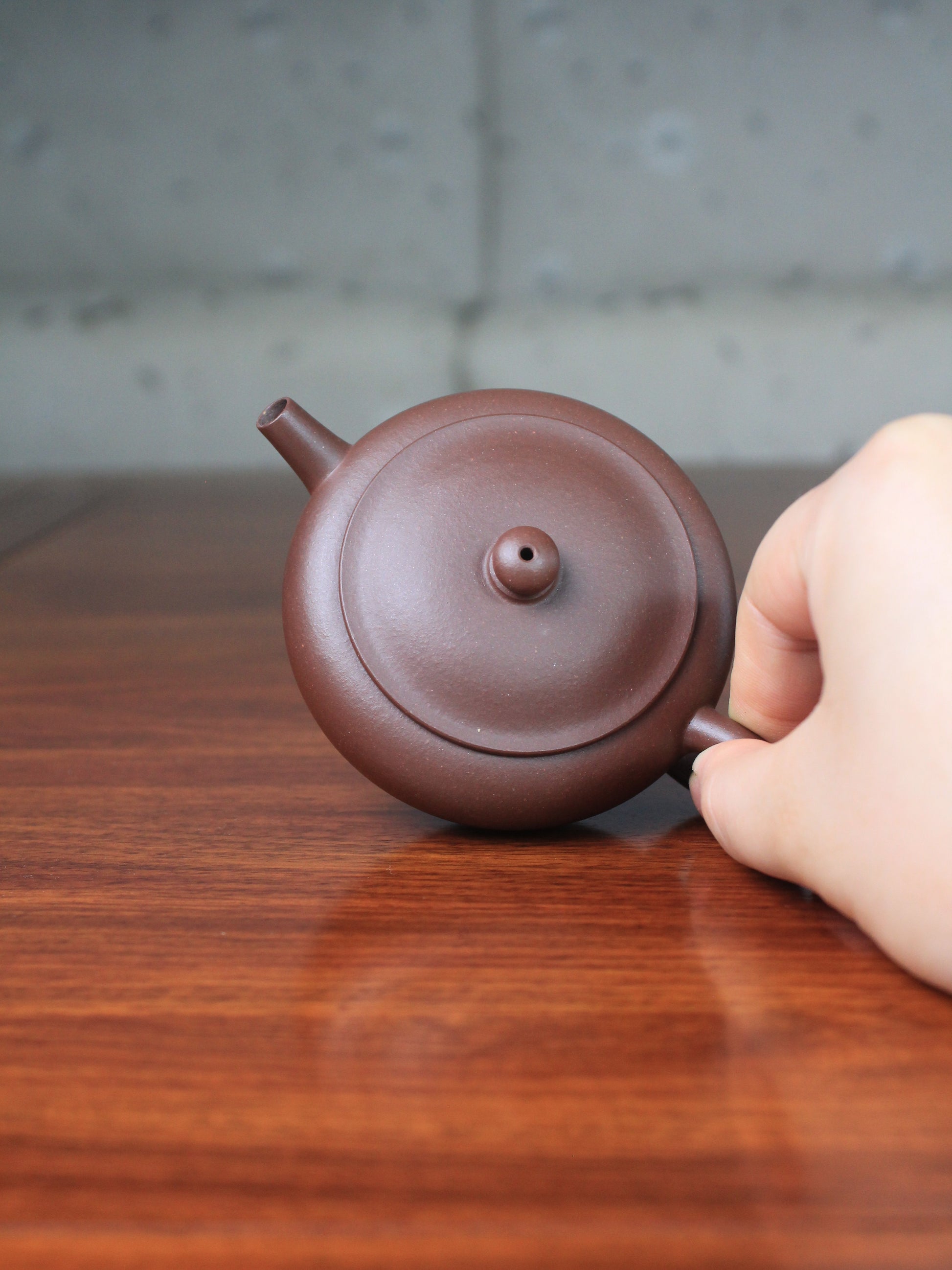 Top view of the yixing teapot, handmade by teapot artist