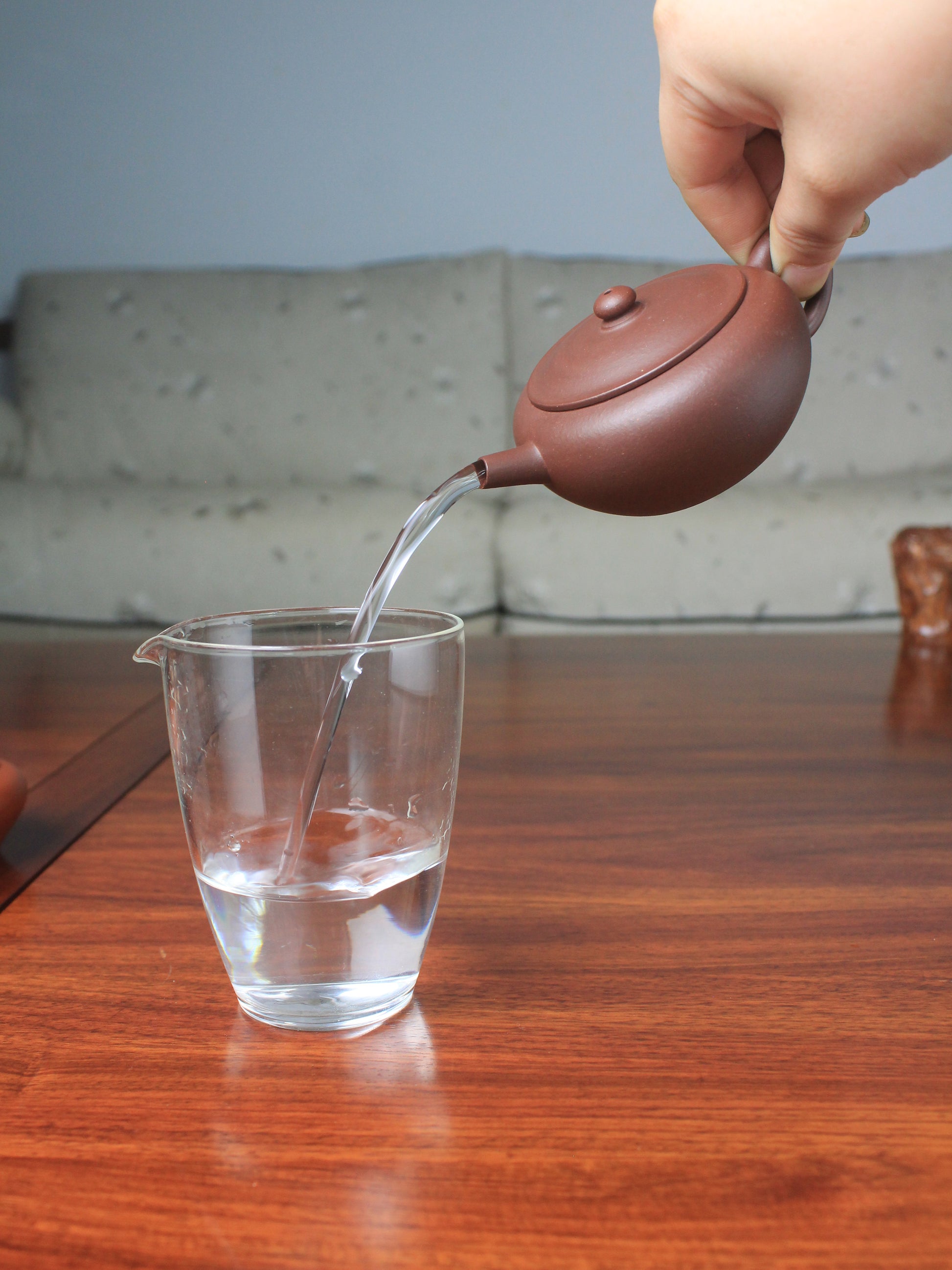 Perfect pour of the handmade teapot