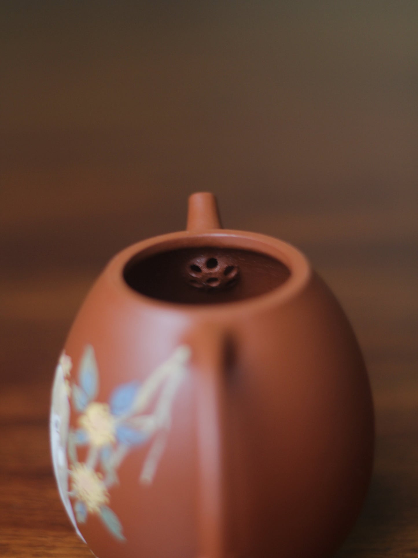 Clay teapot flower designs filter