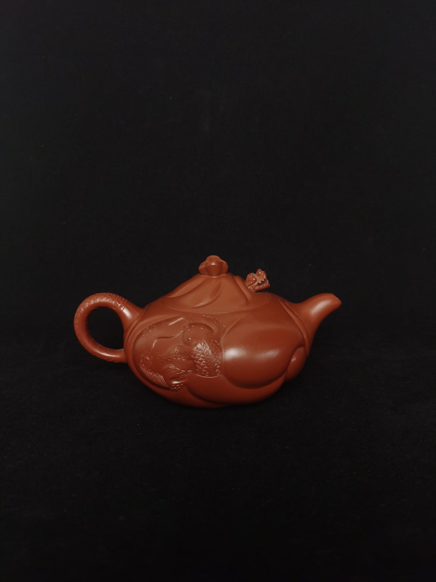 The fish flew over the dragon gate,210ml, Gu Fa Lian ni (Most Archaic Clay Forming) DaHongPao clay from HuangLong mine 4 and aged 32 years ,Full handmade（only one is available）