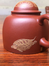 Artwork Yixing teapot Sea turtles 110ml fully handmade by Jing Hu