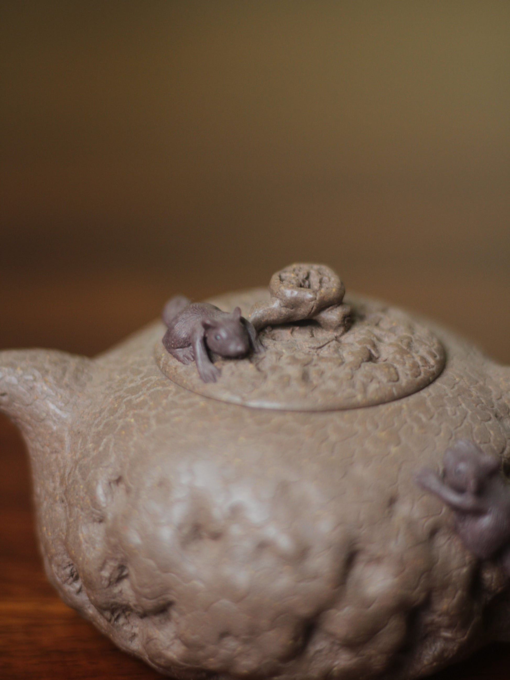 Teapots named squirrels handmade with clay details