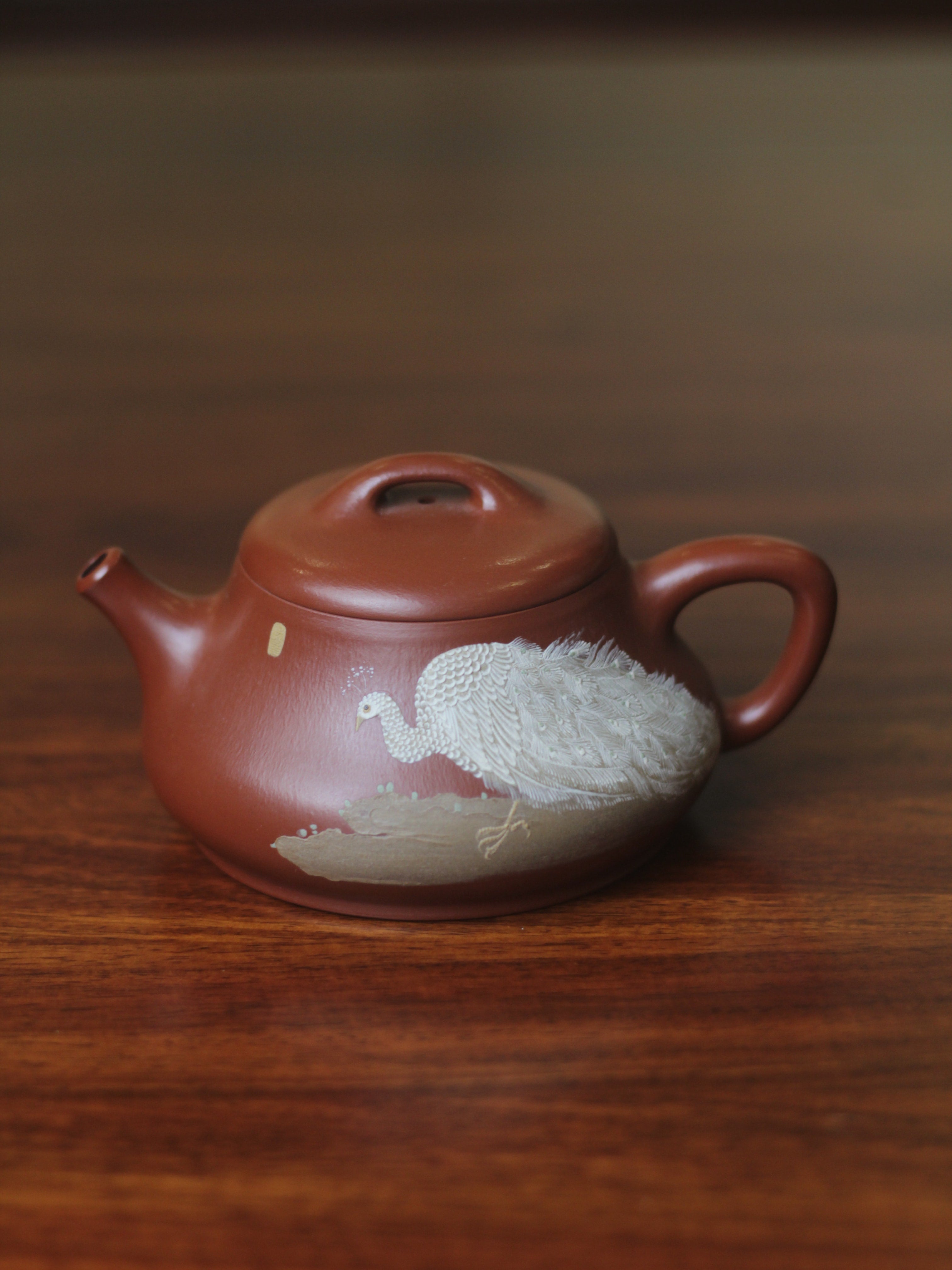 Yixing Clay teapot peacock front