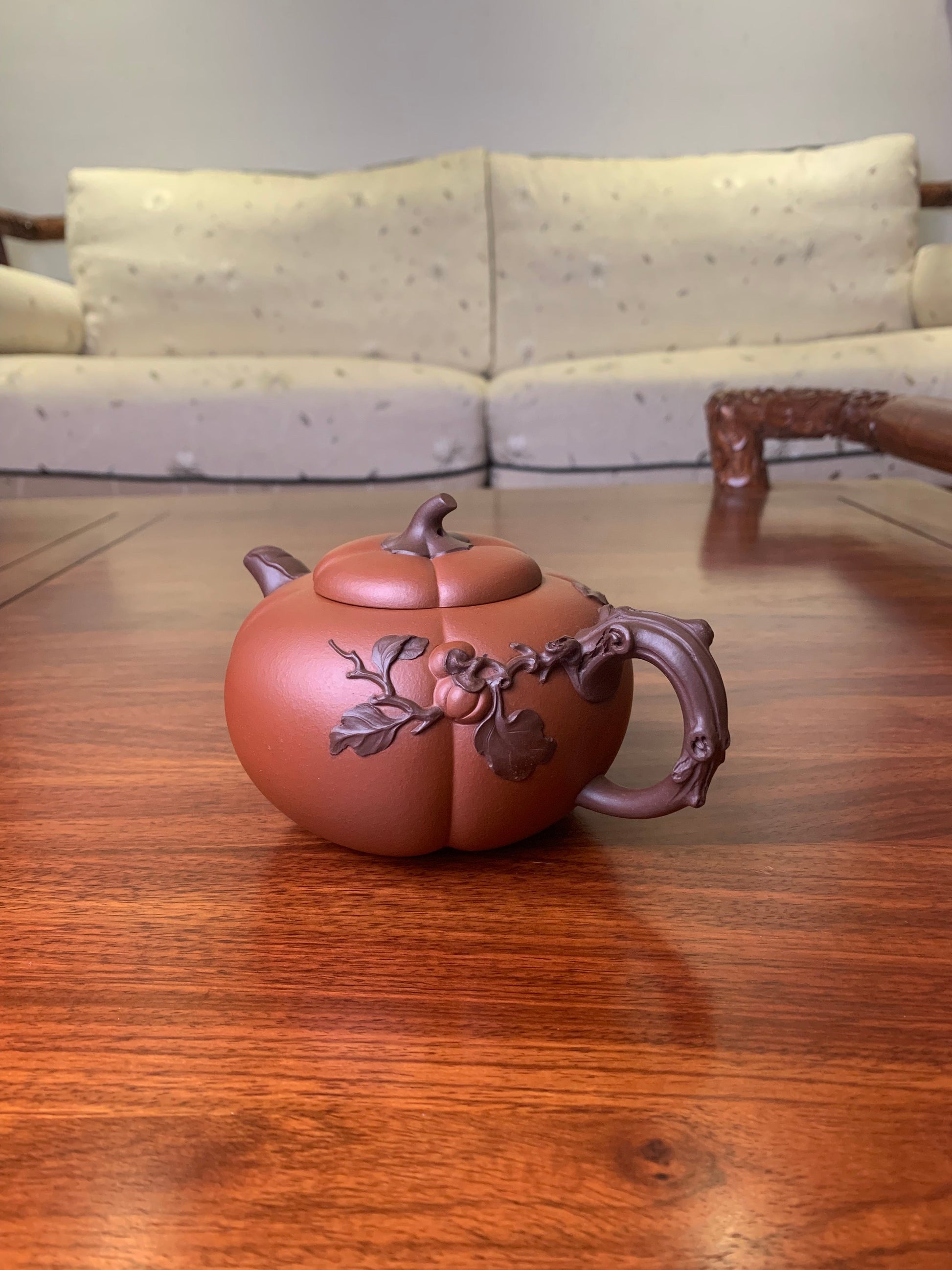 Artwork teapot Pumpkin 420ml fully handmade by senior artist Zhou - SiYuTao Teapot