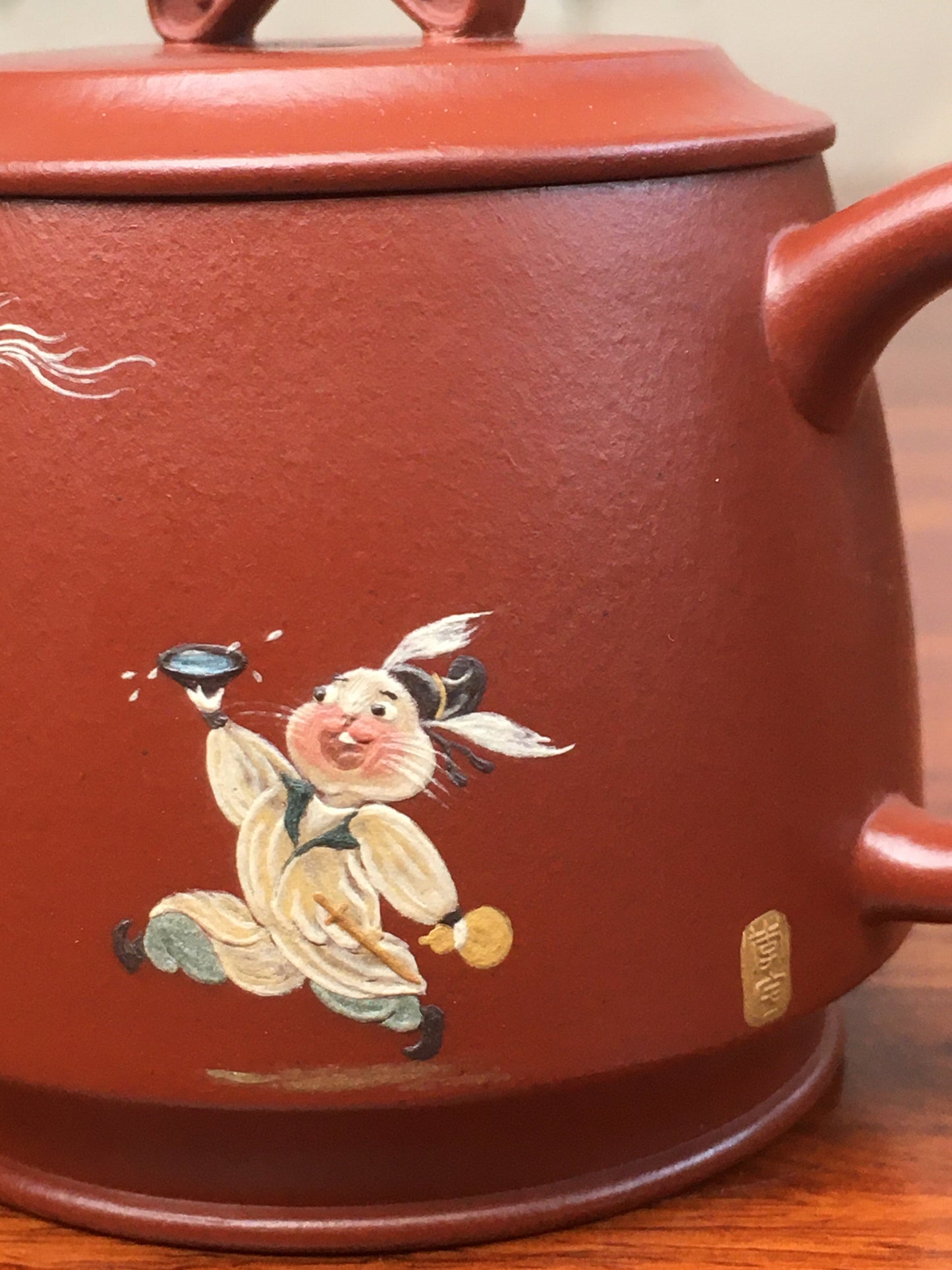 Artwork Yixing teapot phoenix and rabbit 100ml fully handmade by Jing Hu - SiYuTao Teapot