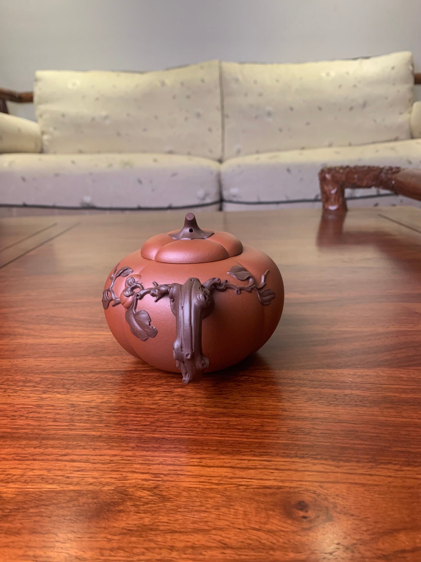 Artwork zisha teapot pumpkin handle