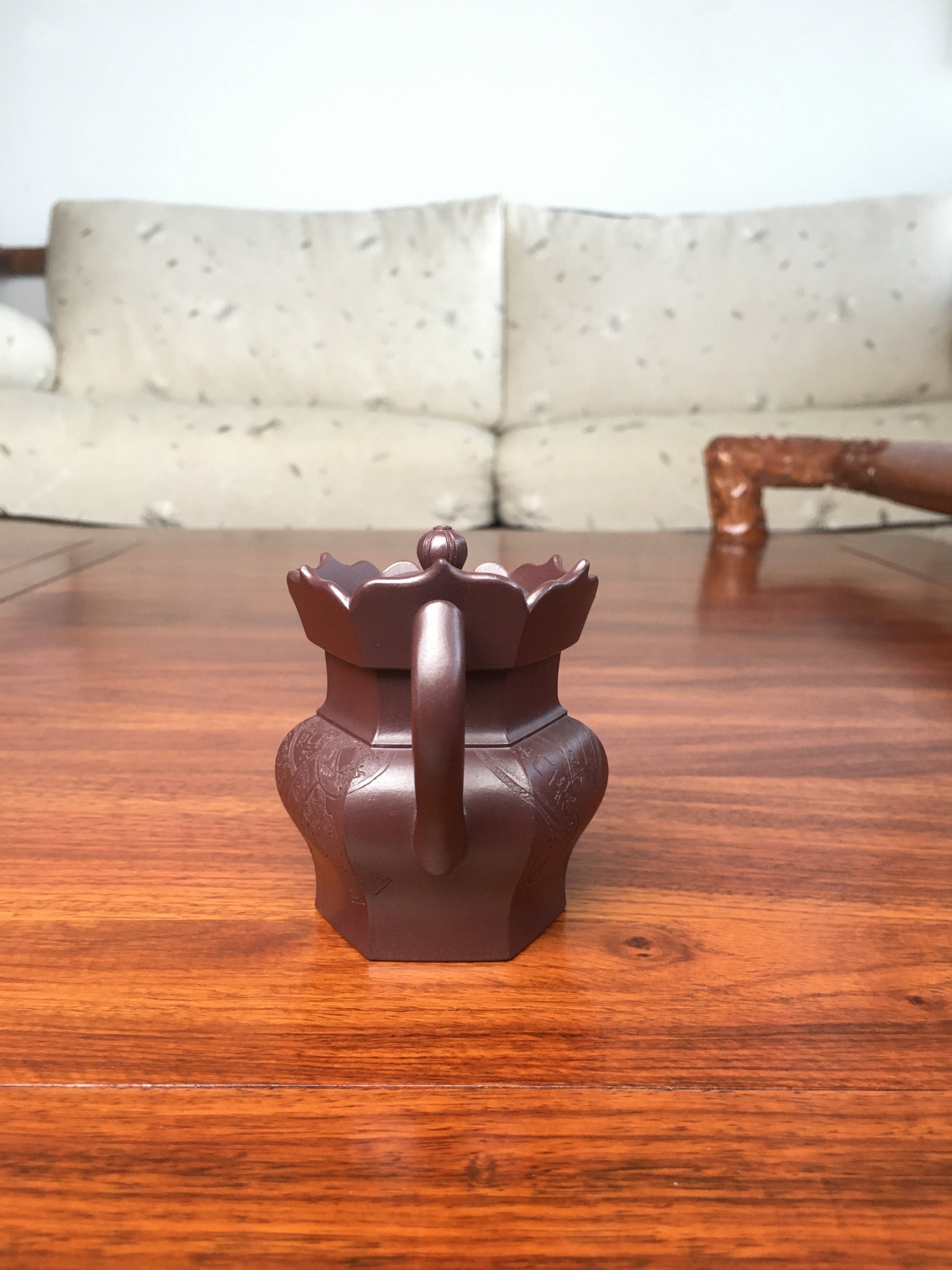 asian teapot in China handle