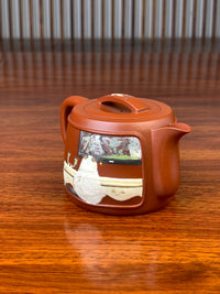 left view of the beautiful teapot with cat & flower painting