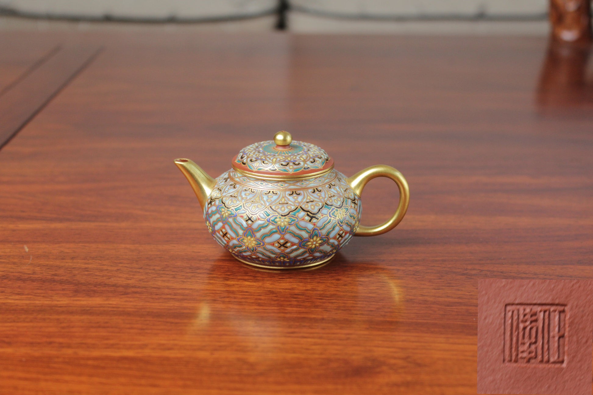 chinese teapot vintage made from purple clay front with mark