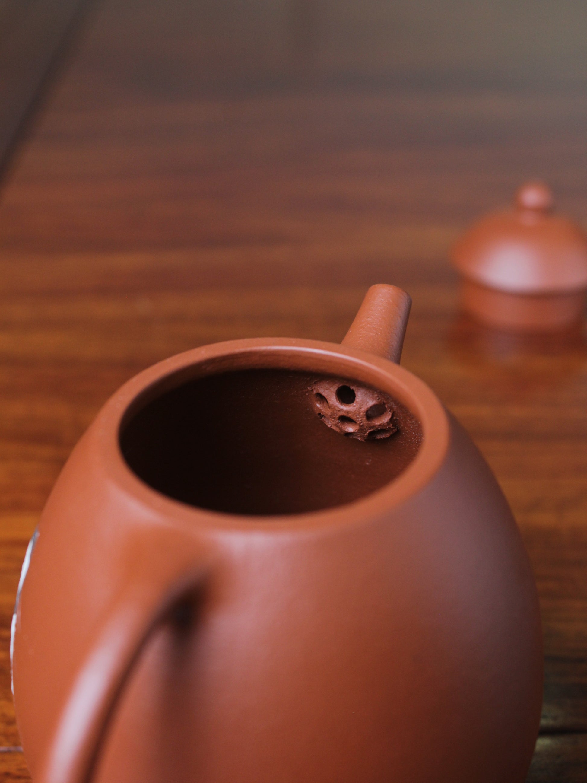 Filter of the Chinese teapot. This yixing clay teapot was handmade with authentic purple clay zhu ni.