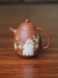 Clay teapot flower designs Front