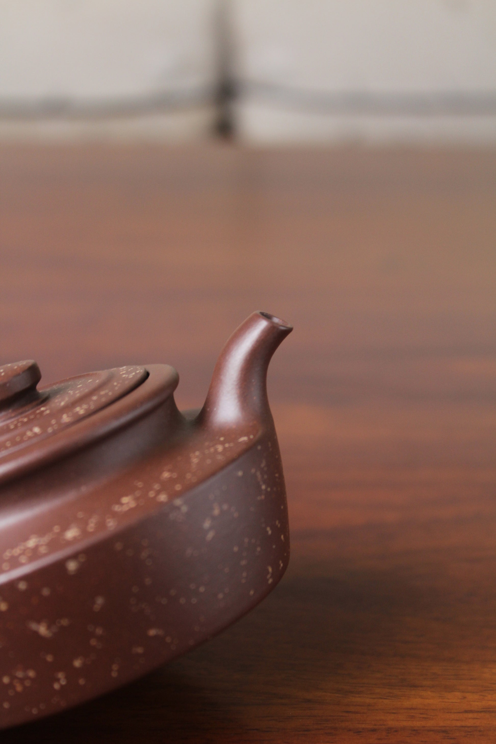 Spout of the collectible teapot handmade by teapot artist