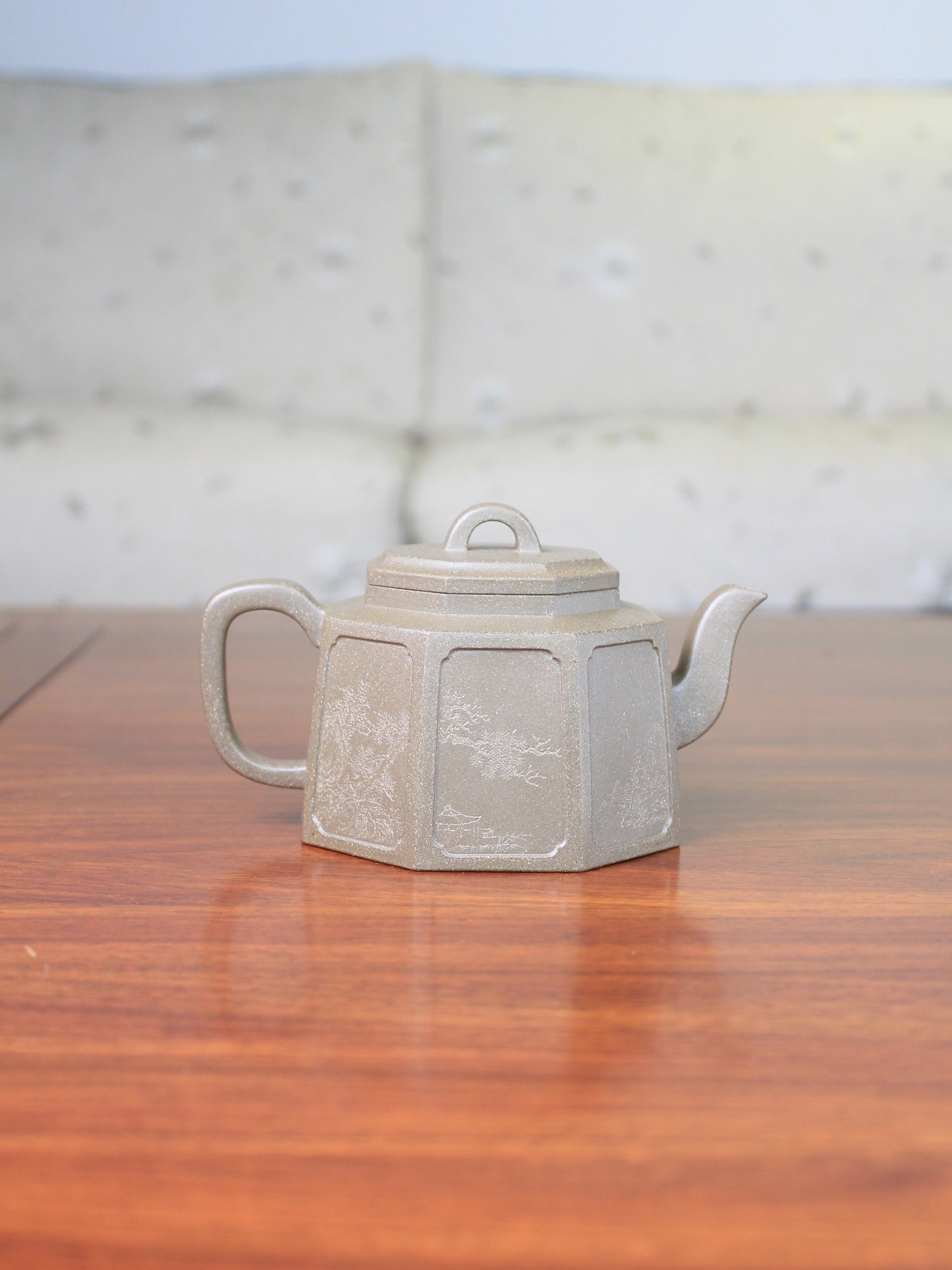 Back view of the collectible teapot named Ba fang