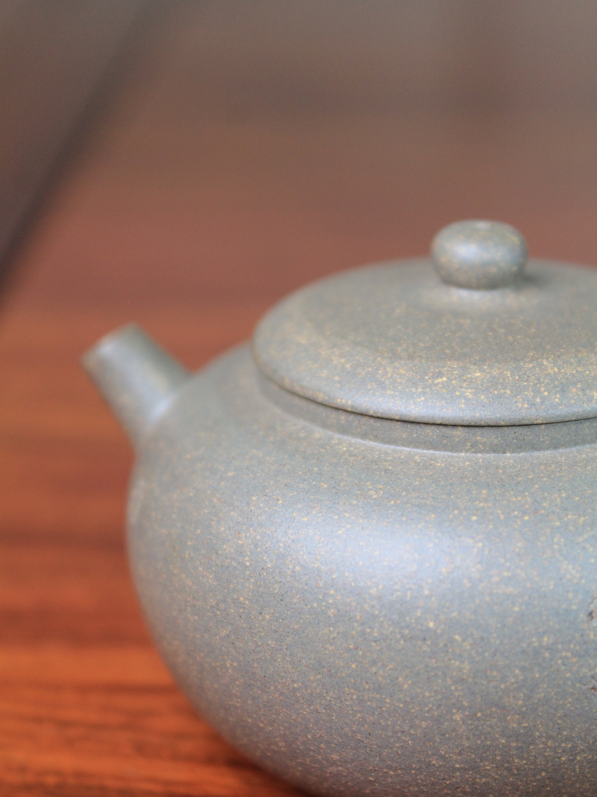The detail of the Collectible teapot named toad, handmade by teapot artist