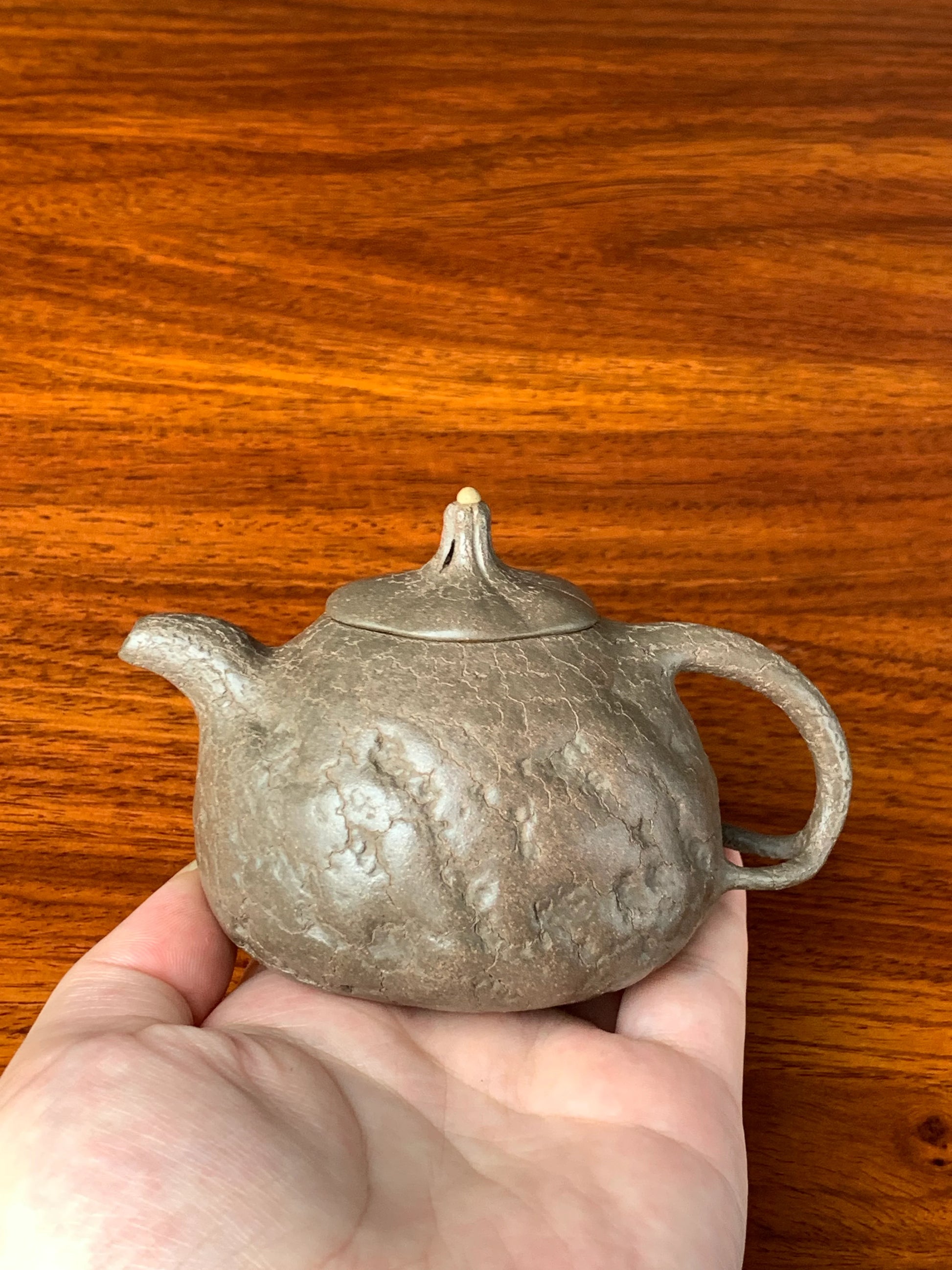 collectible teapot named gong chun in the hand