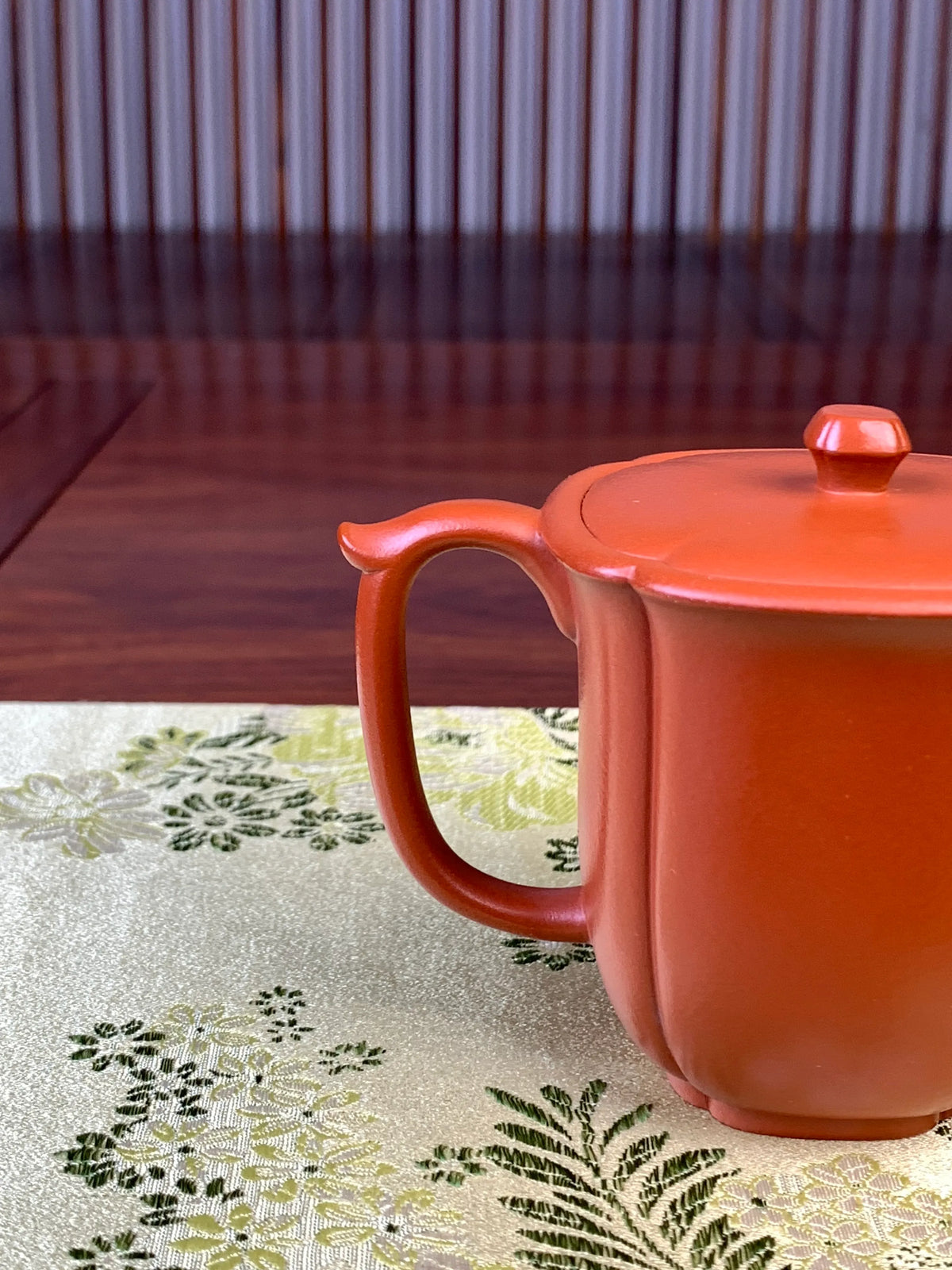 the handle of the beautiful teapot 